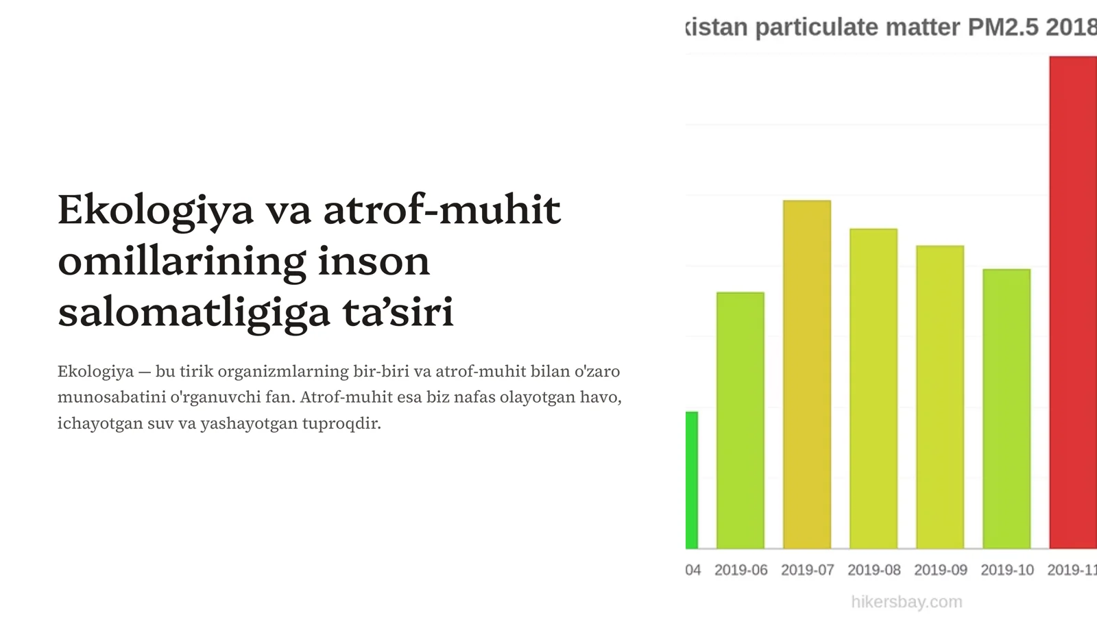 Ekologiya va atrof-muhit omillarining inson salomatligiga ta’siri