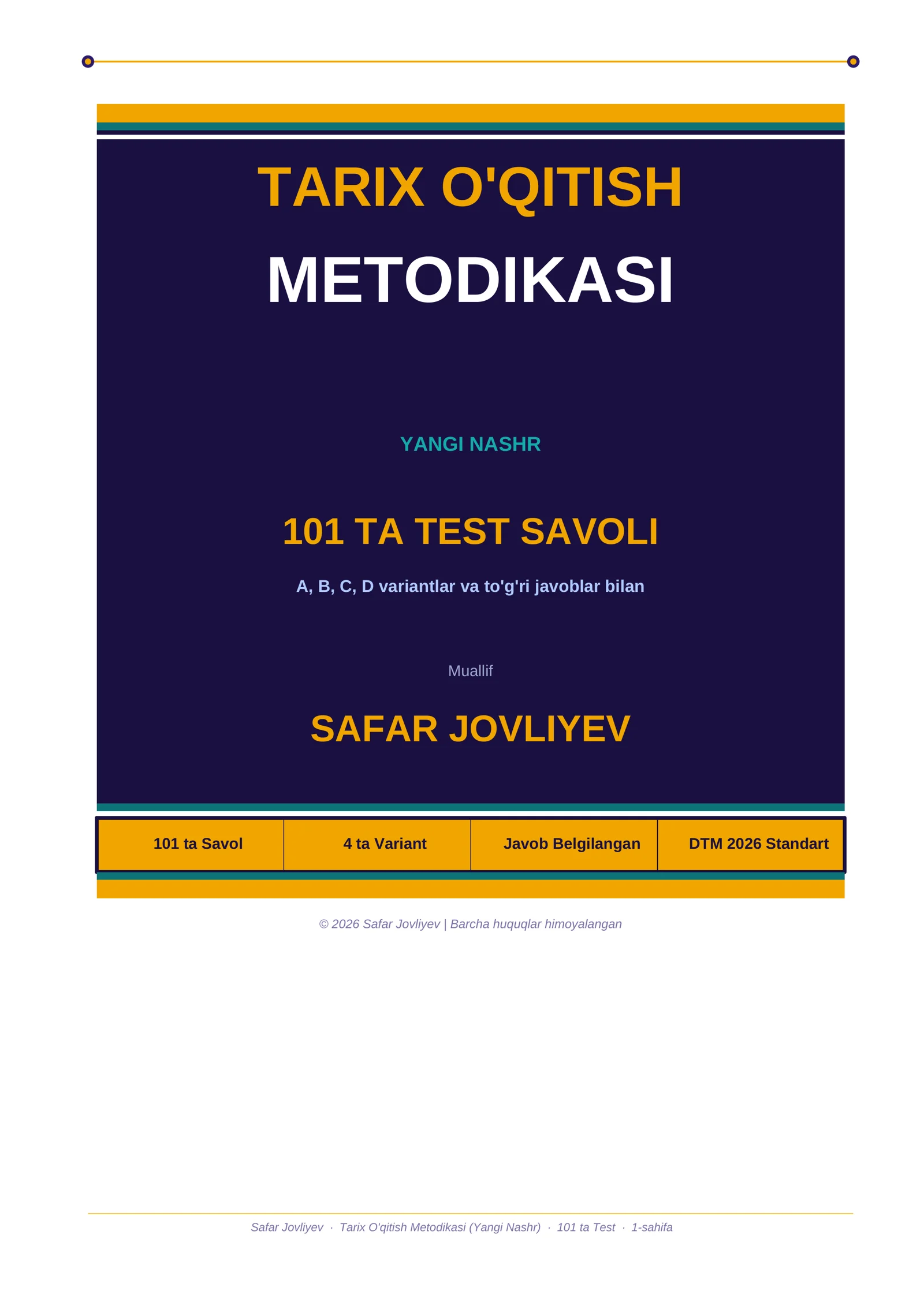 Tarix O'qitish Metodikasi (Yangi Nashr)