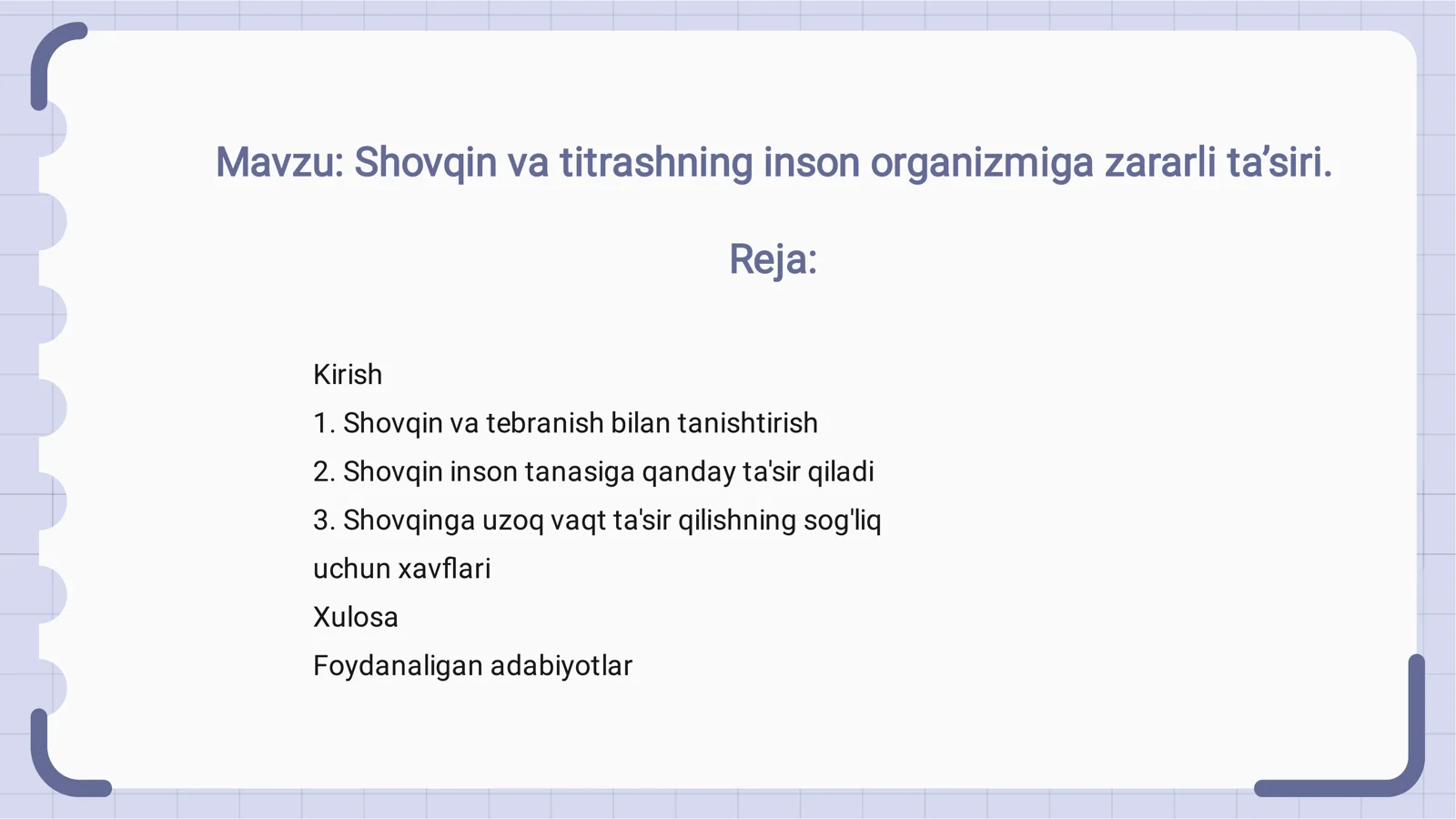 Shovqin va titrashning inson organizmiga zararli ta’siri