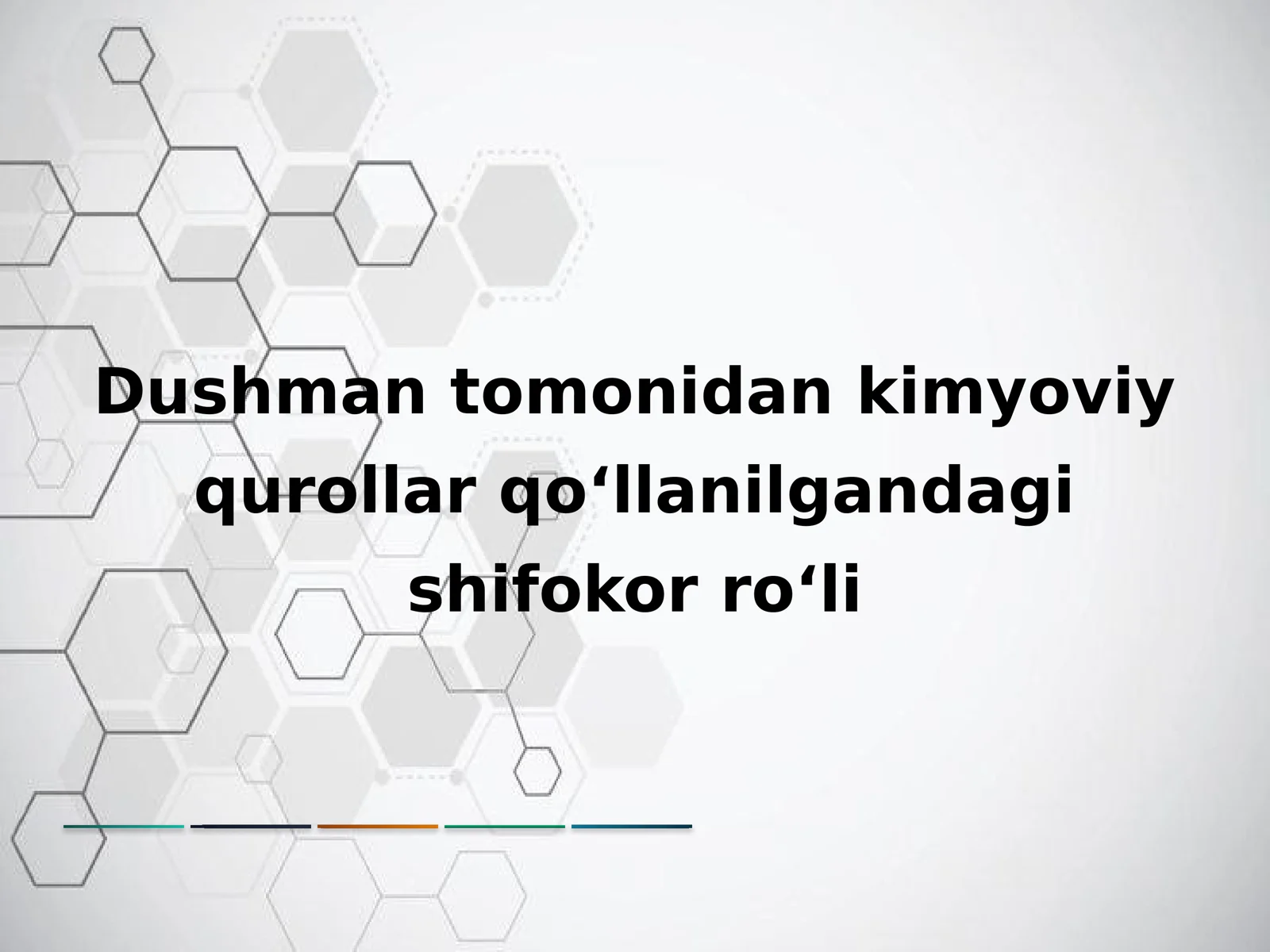 Dushman tomonidan kimyoviy qurollar qoʻllanilgandagi shifokor roʻli