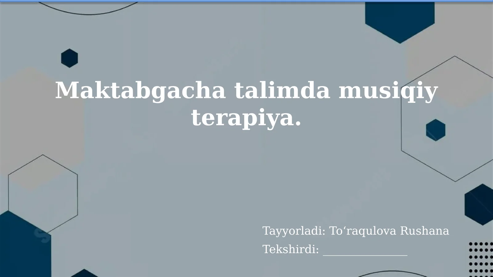 Maktabgacha talimda musiqiy terapiya