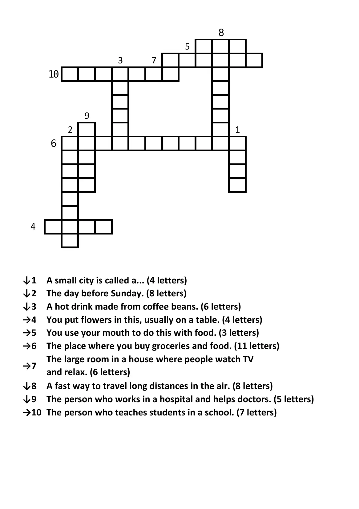 "Crossword" English Easy Level №10