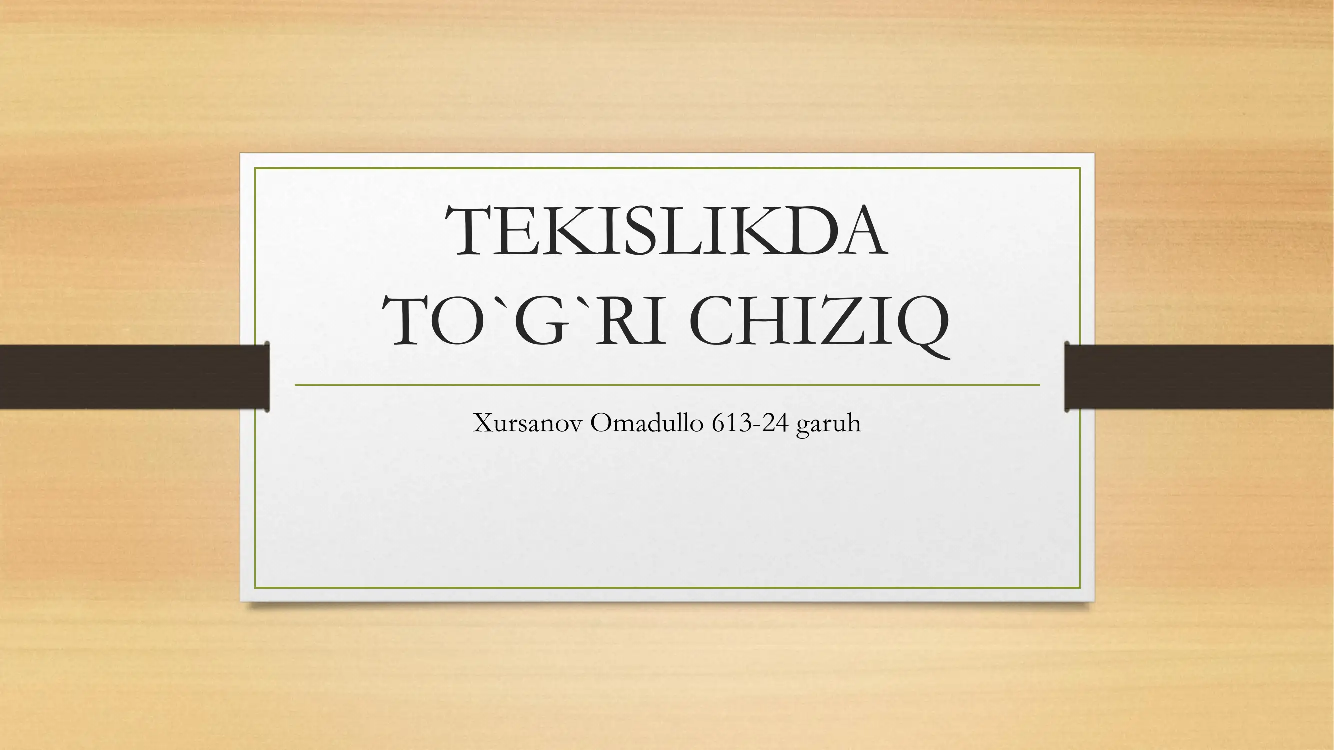 Tekislikda To'g'ri Chiziq