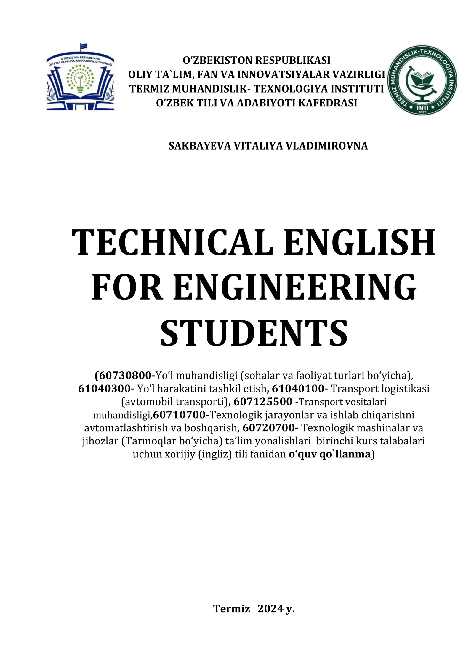 TECHNICAL ENGLISH FOR ENGINEERING STUDENTS