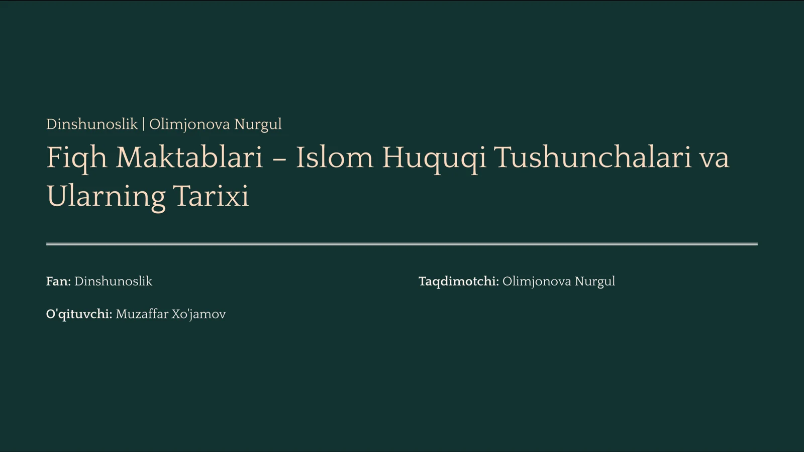 Fiqh Maktablari – Islom Huquqi Tushunchalari va Ularning Tarixi