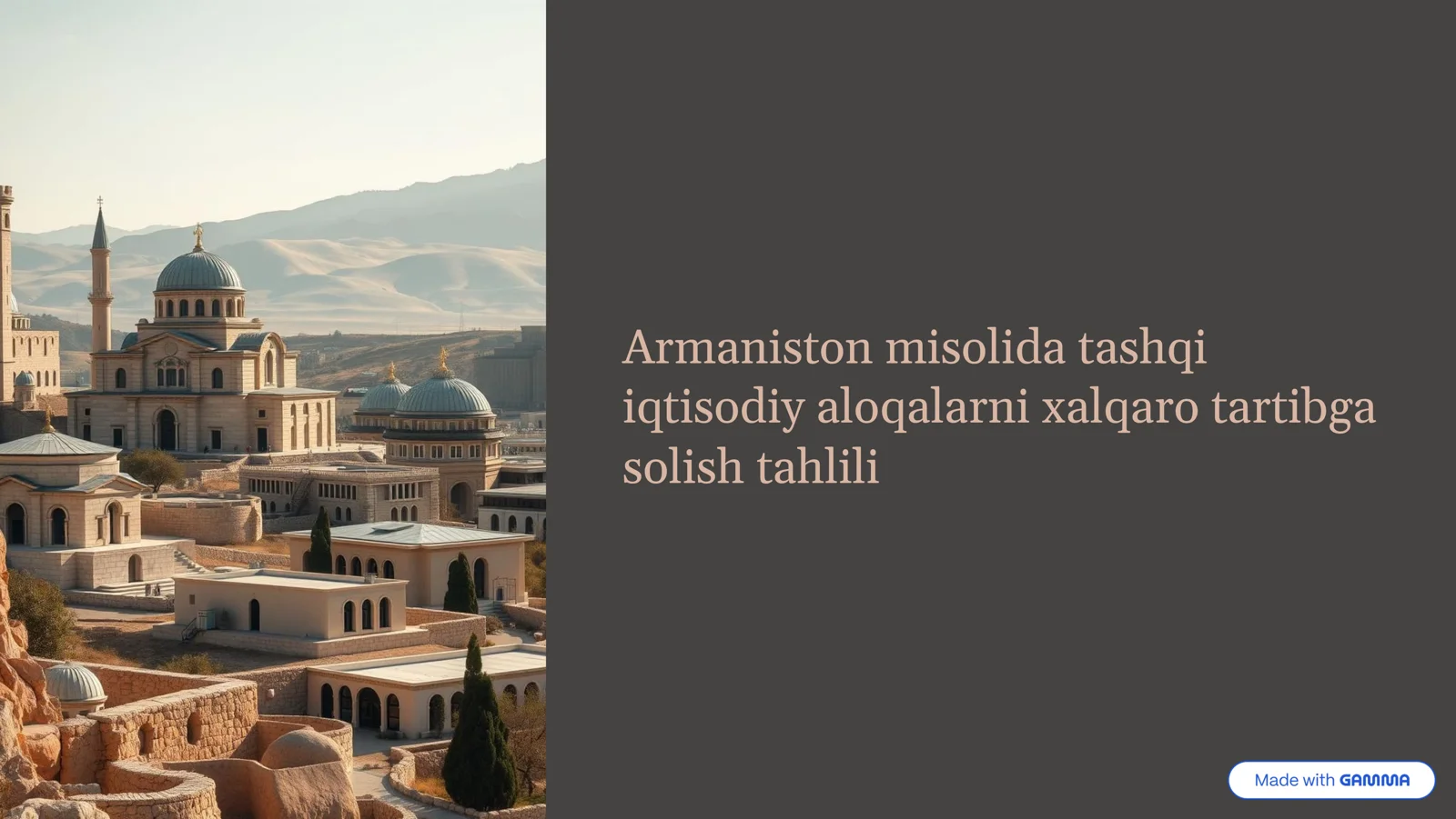 Armaniston misolida tashqi iqtisodiy aloqalarni xalqaro tartibga solish tahlili