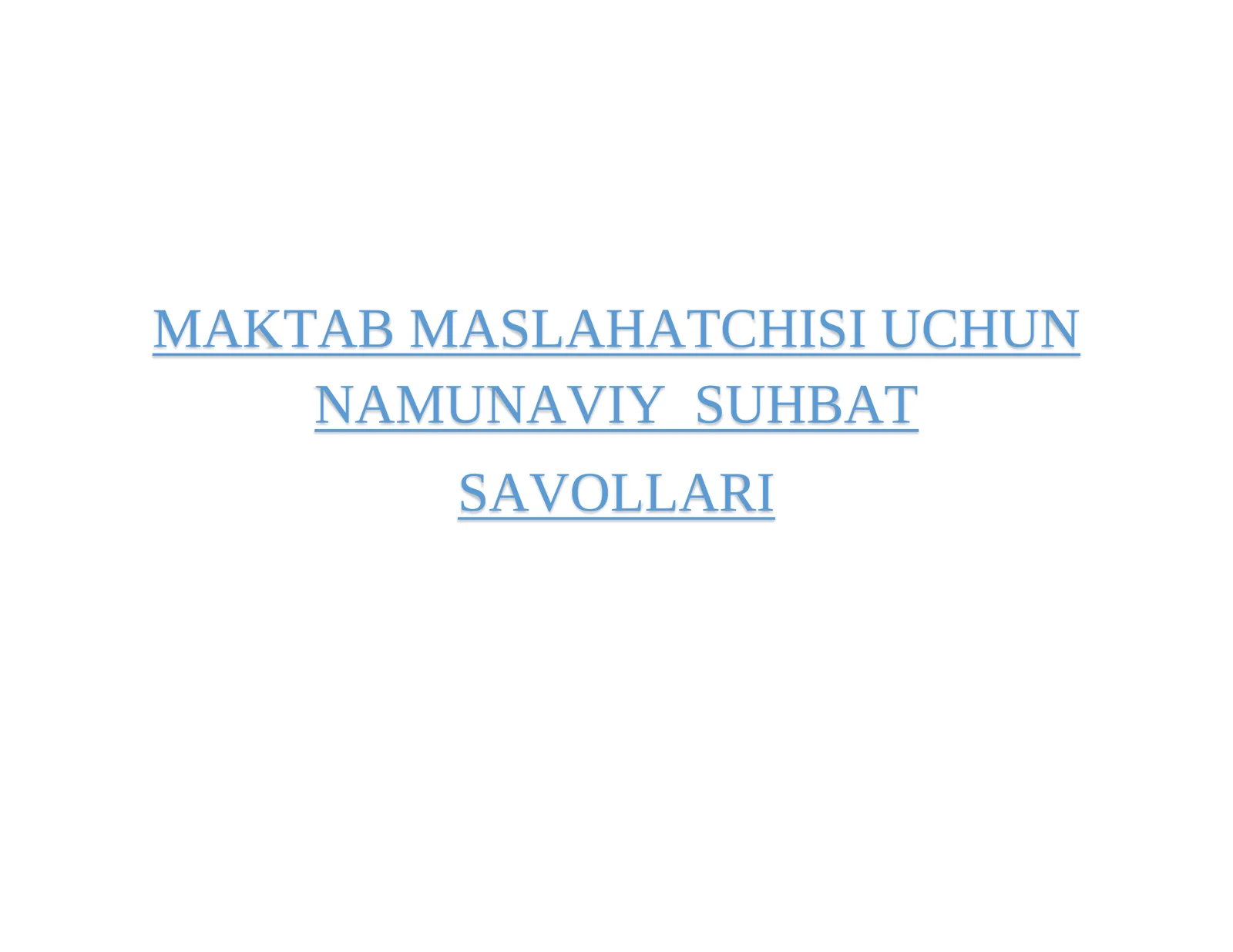 Namunaviy Suhbat Savollari