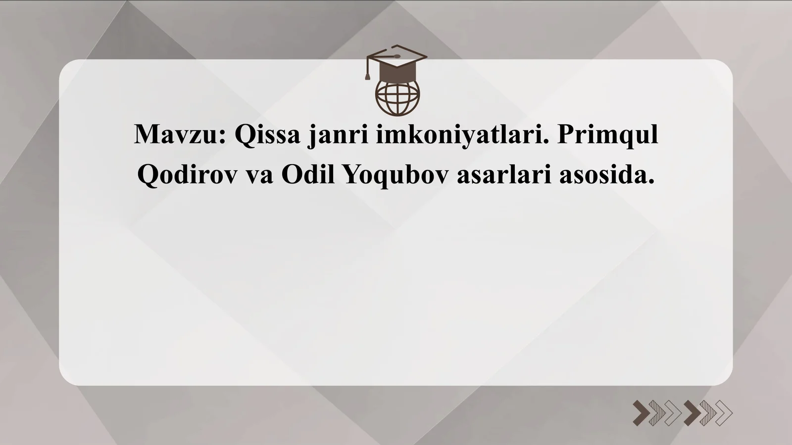 Qissa janri imkoniyatlari. Primqul Qodirov va Odil Yoqubov asarlari asosida