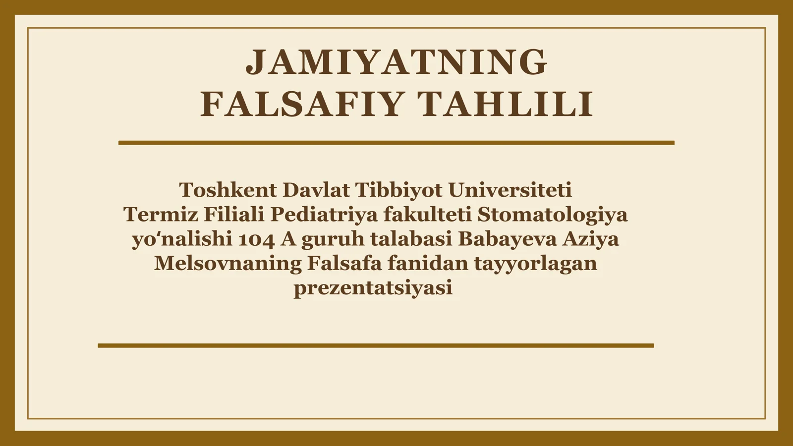 JAMIYATNING FALSAFIY TAHLILI