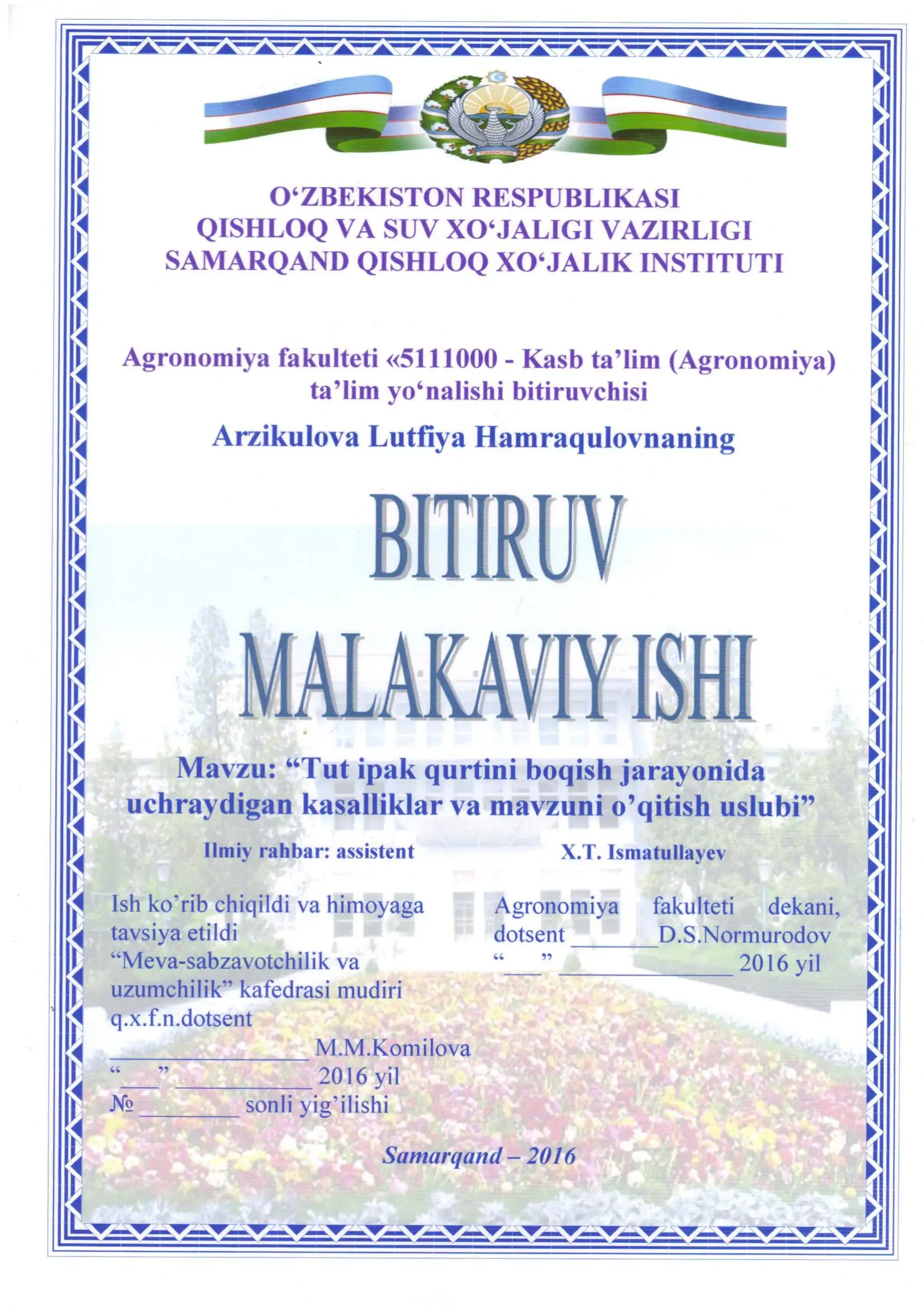 Meva-sabzavotchilik va uzumchilik kafedrasi yig'ilishi