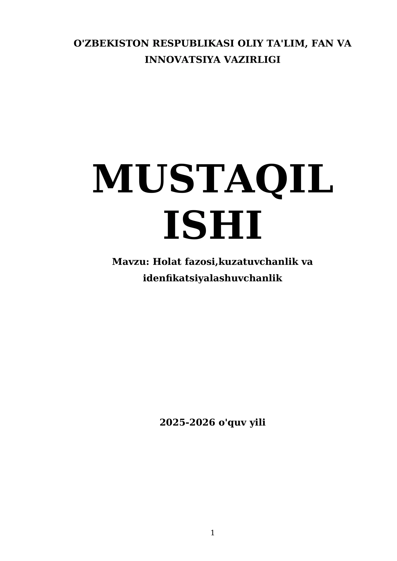 Holat fazosi,kuzatuvchanlik va idenfikatsiyalashuvchanlik