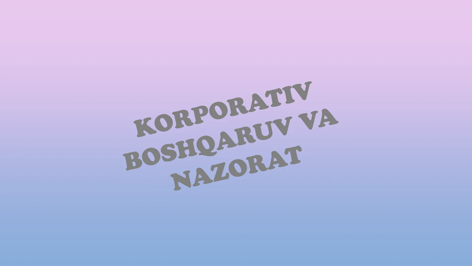 KORPORATIV BOSHQARUV