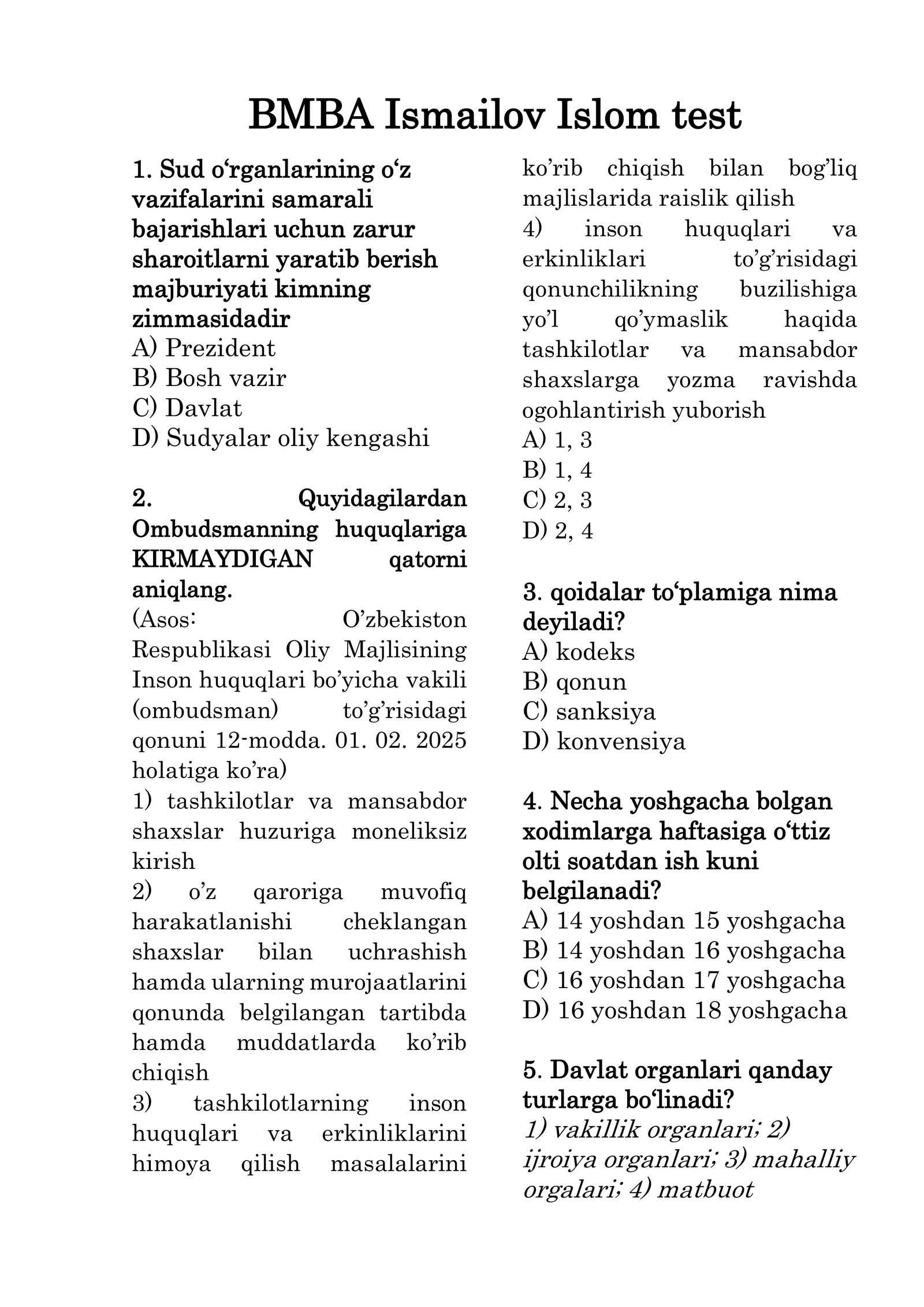 BMBA Ismailov Islom test