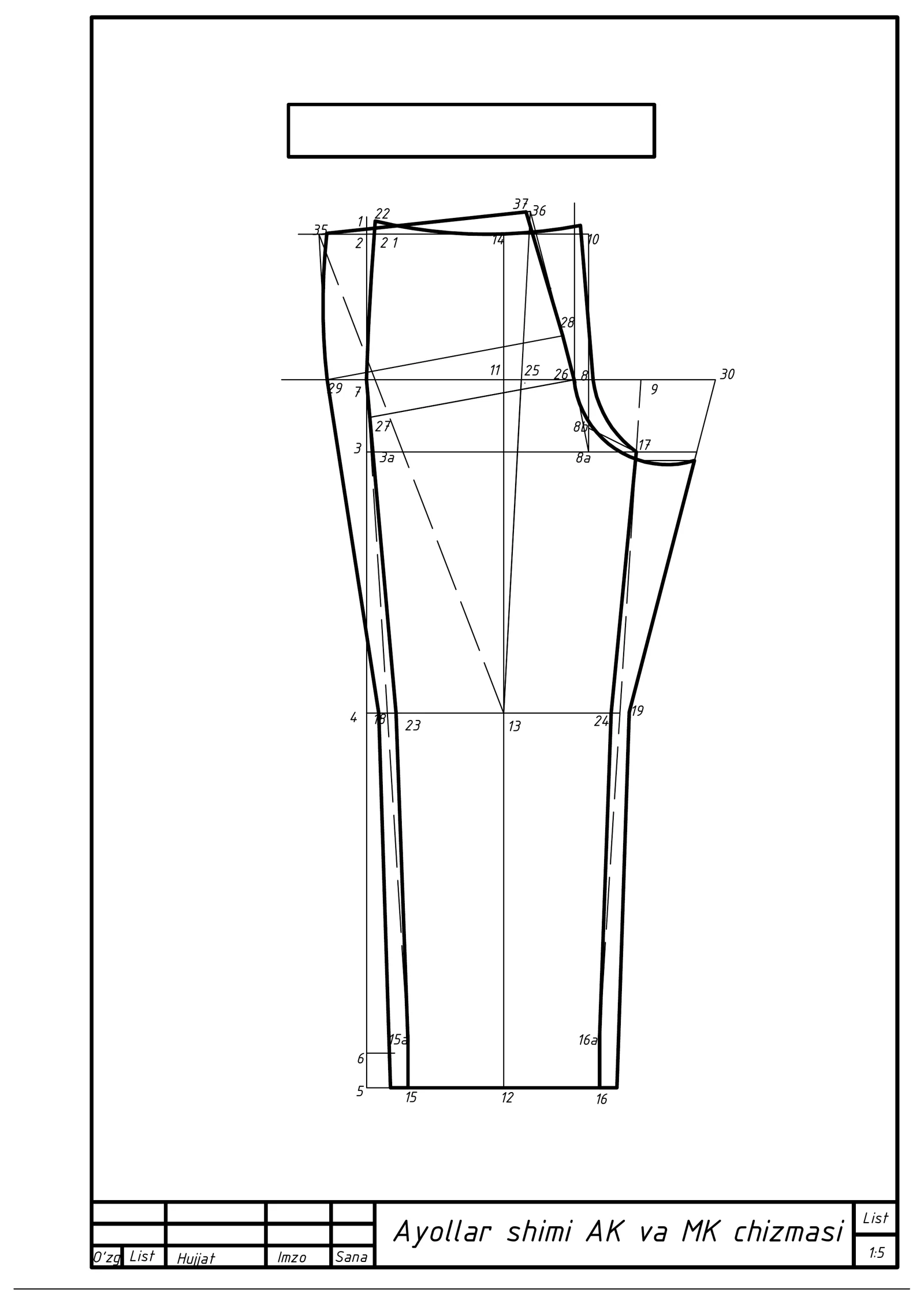 Ayollar shimi AK va MK chizmasi