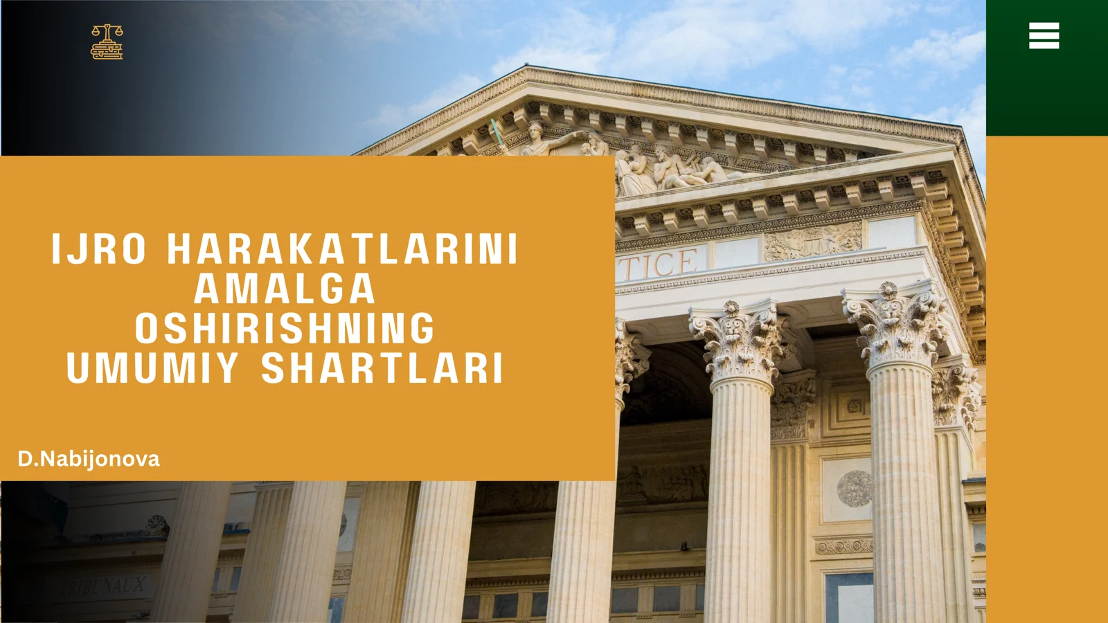 IJRO HARAKATLARINI AMALGA OSHIRISHNING UMUMIY SHARTLARI