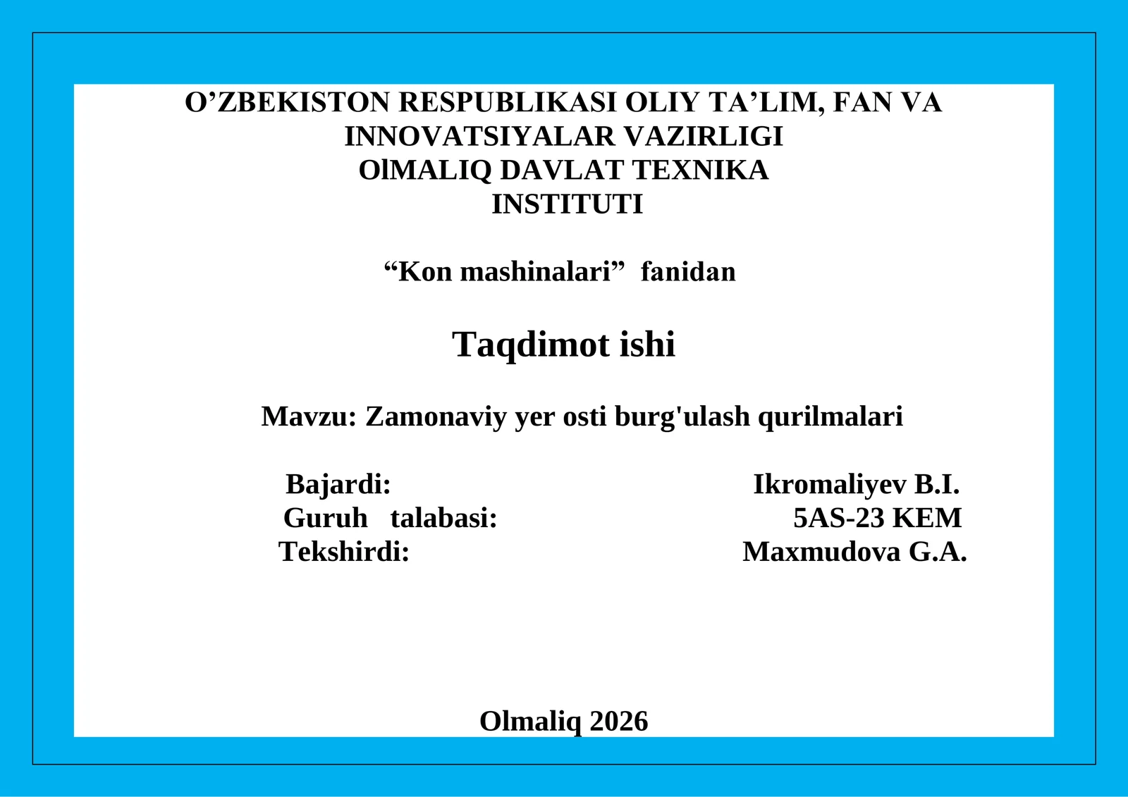 Zamonaviy yer osti burg'ulash qurilmalari