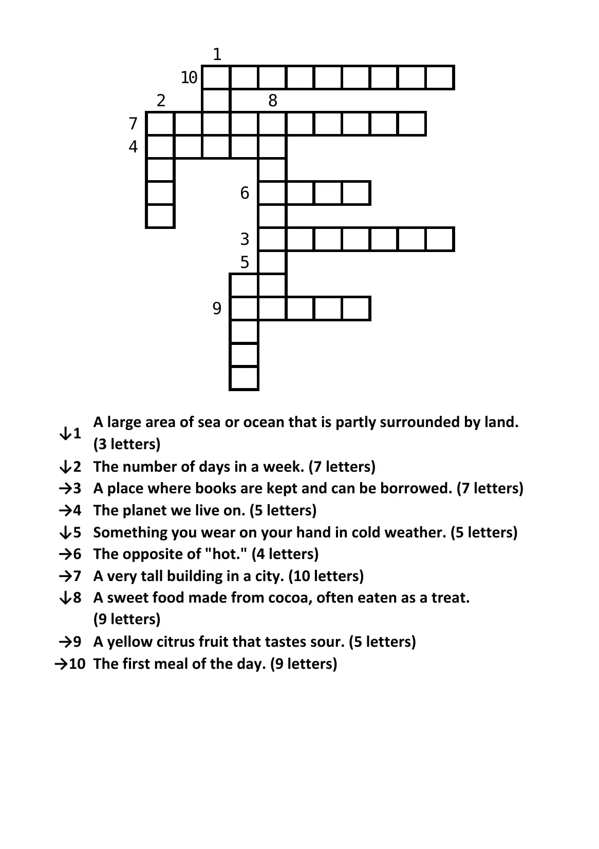 "Crossword" English Easy Level №4