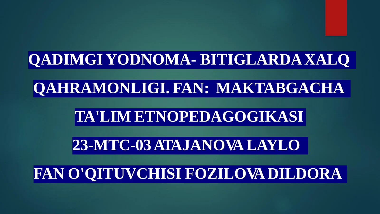 QADIMGI YODNOMA- BITIGLARDAXALQ QAHRAMONLIGI