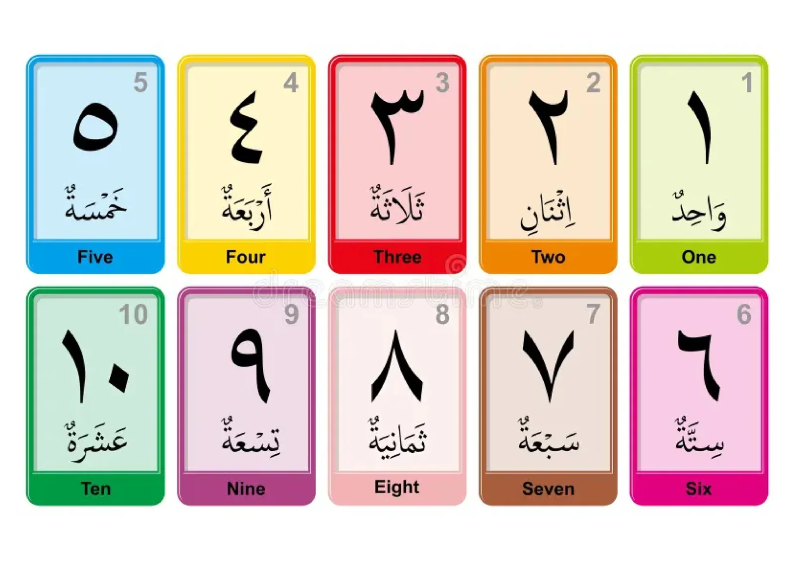 CARDS Arab tilida raqamlar