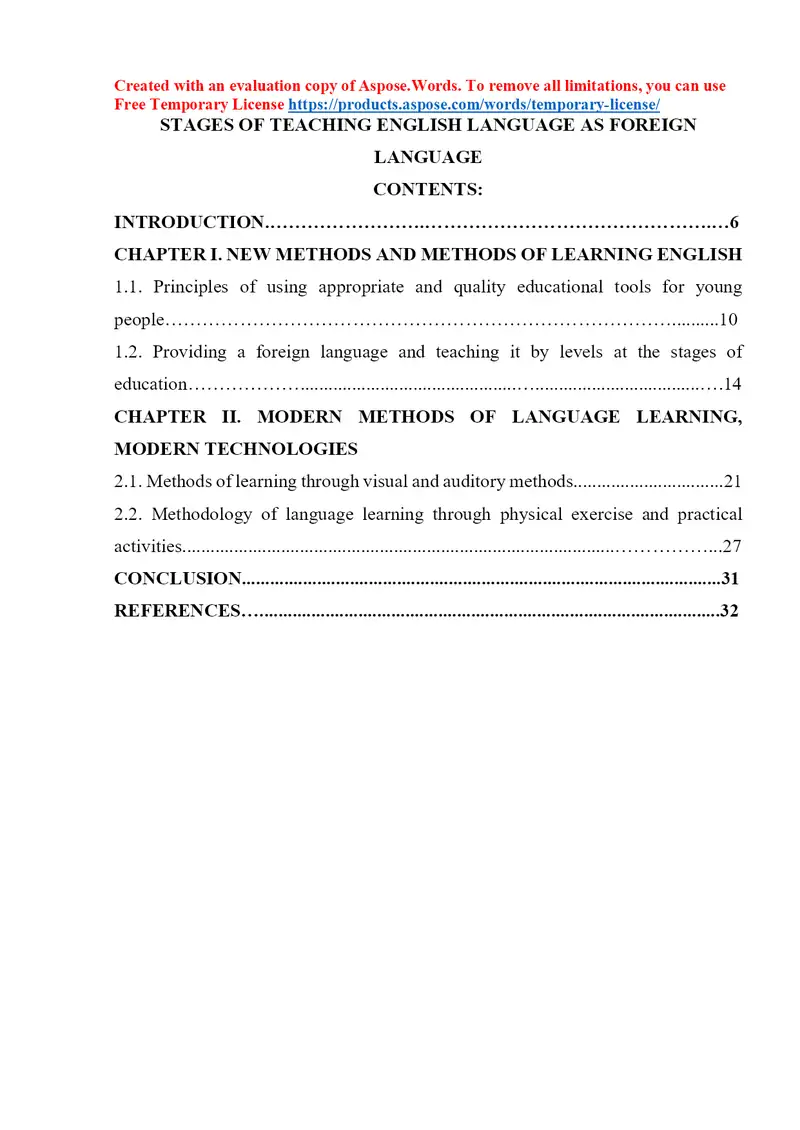 STAGES OF TEACHING ENGLISH LANGUAGE AS FOREIGN LANGUAGE