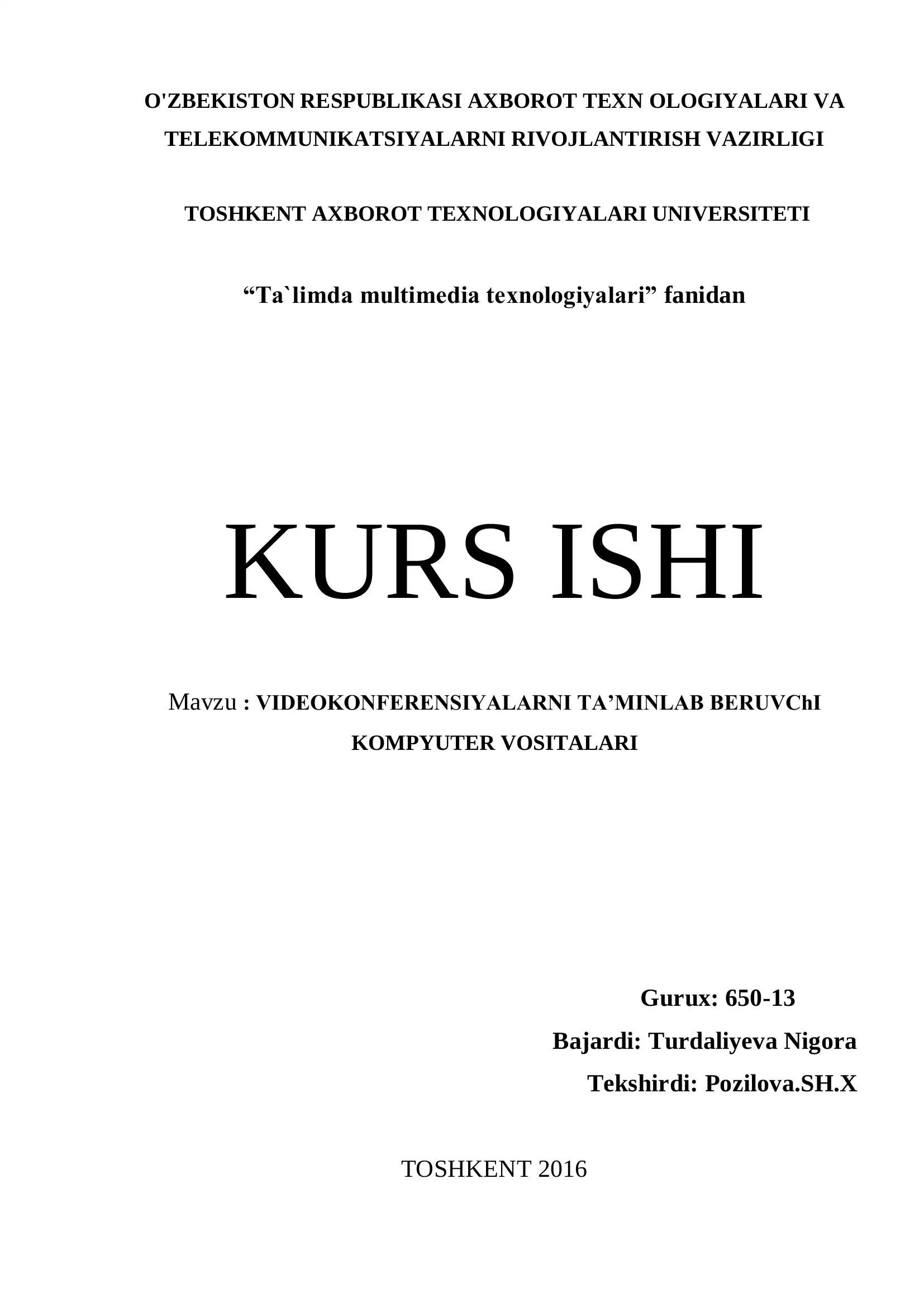 VIDEOKONFERENSIYALARNI TA‘MINLAB BERUVCHI KOMPYUTER VOSITALARI