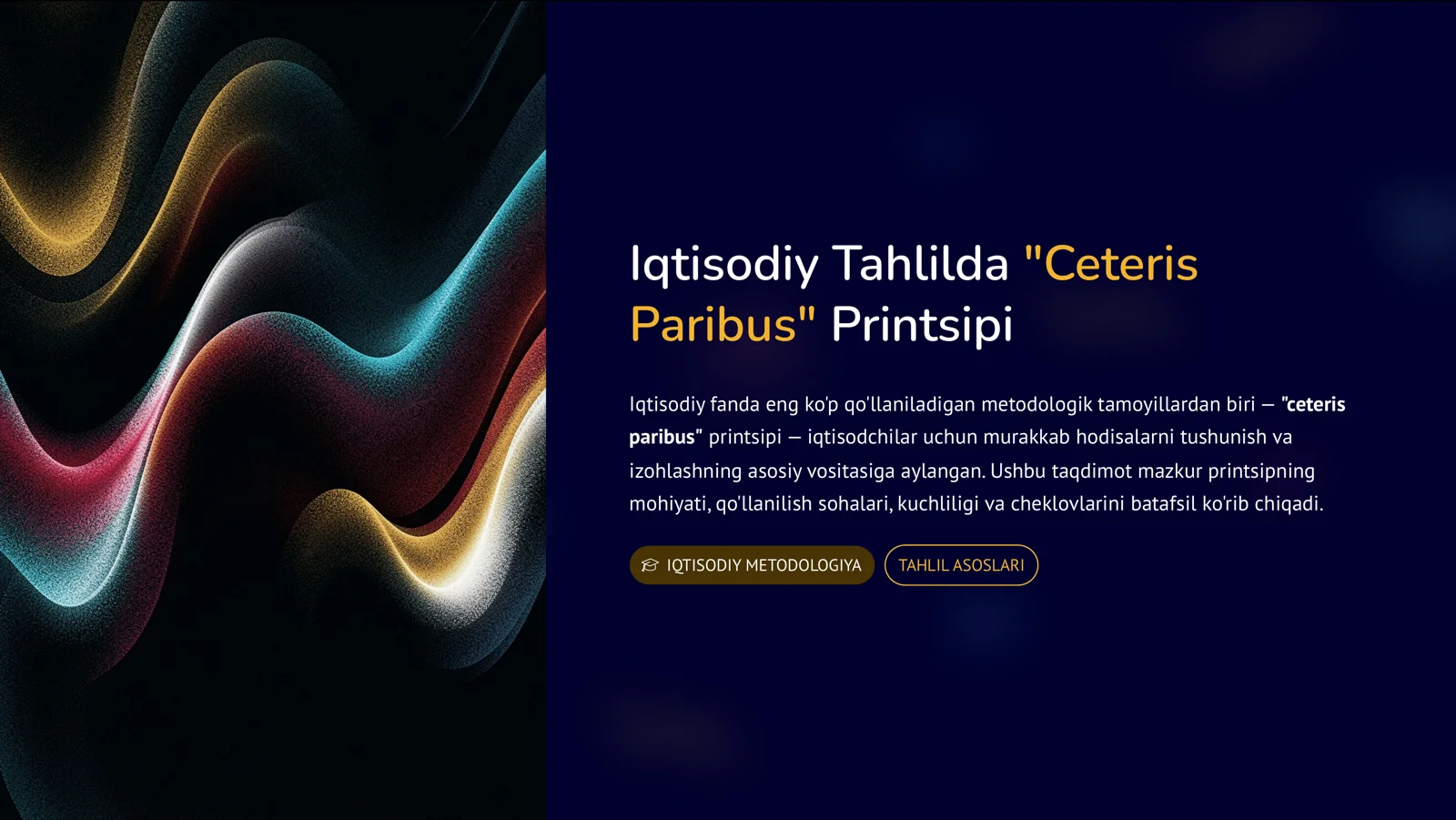 Iqtisodiy Tahlilda "Ceteris Paribus" Printsipi