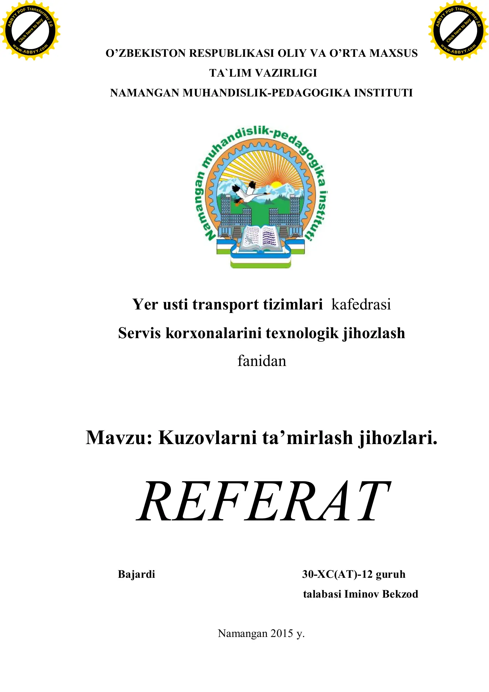 Kuzovlarni ta’mirlash jihozlari