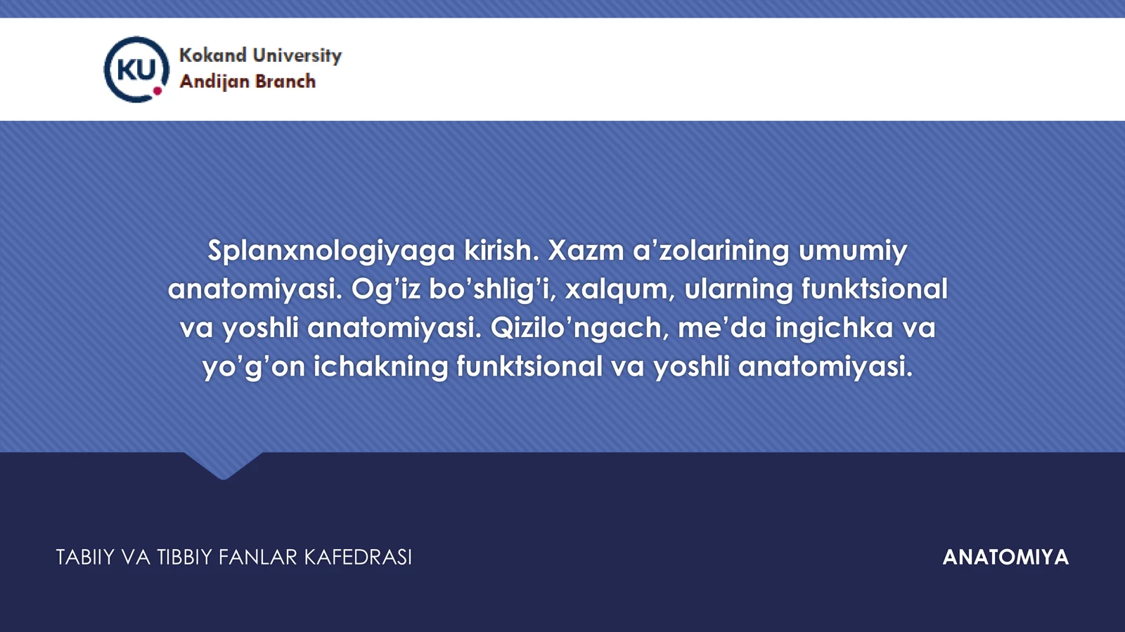 Darslik Splanxnologiya hazm qilish organlari anatomiyasi