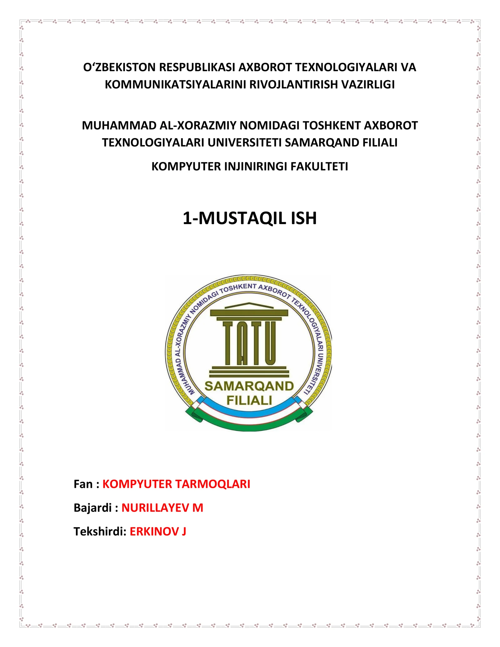 KOMPYUTER TARMOQLARI