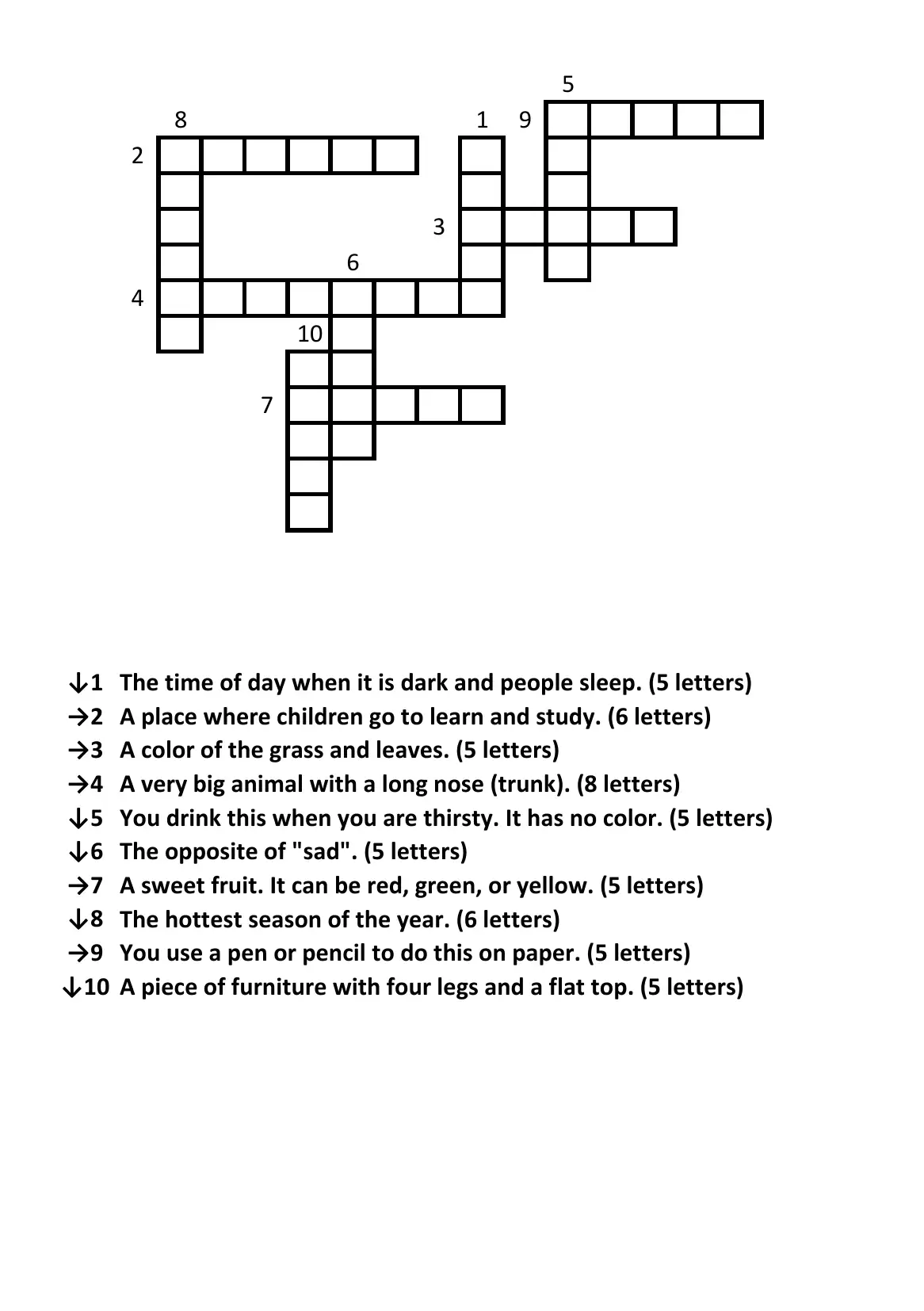 "Crossword" English Easy Level №7