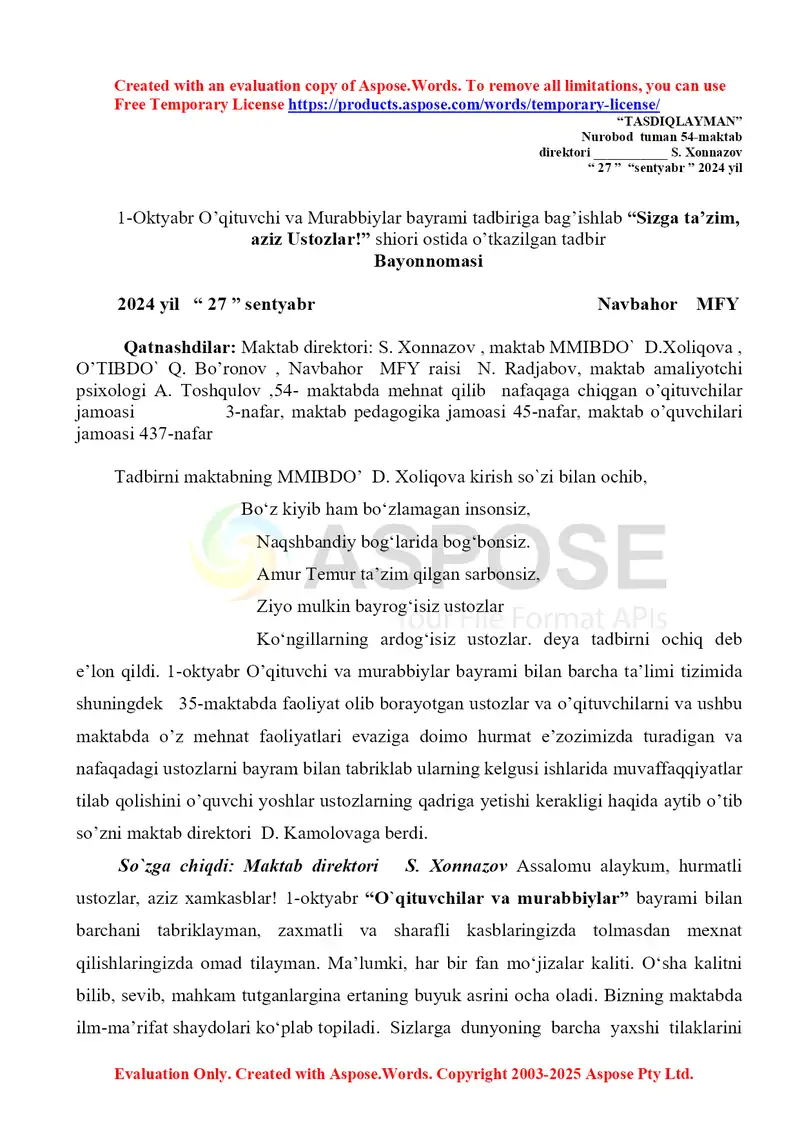 Bayonnoma 1- oktyabr