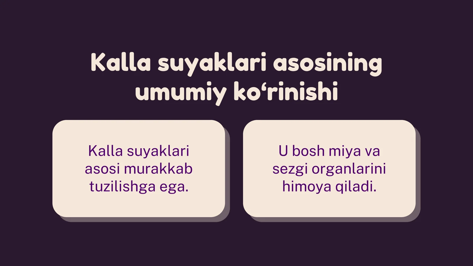 Kalla suyaklari asosining umumiy ko‘rinishi