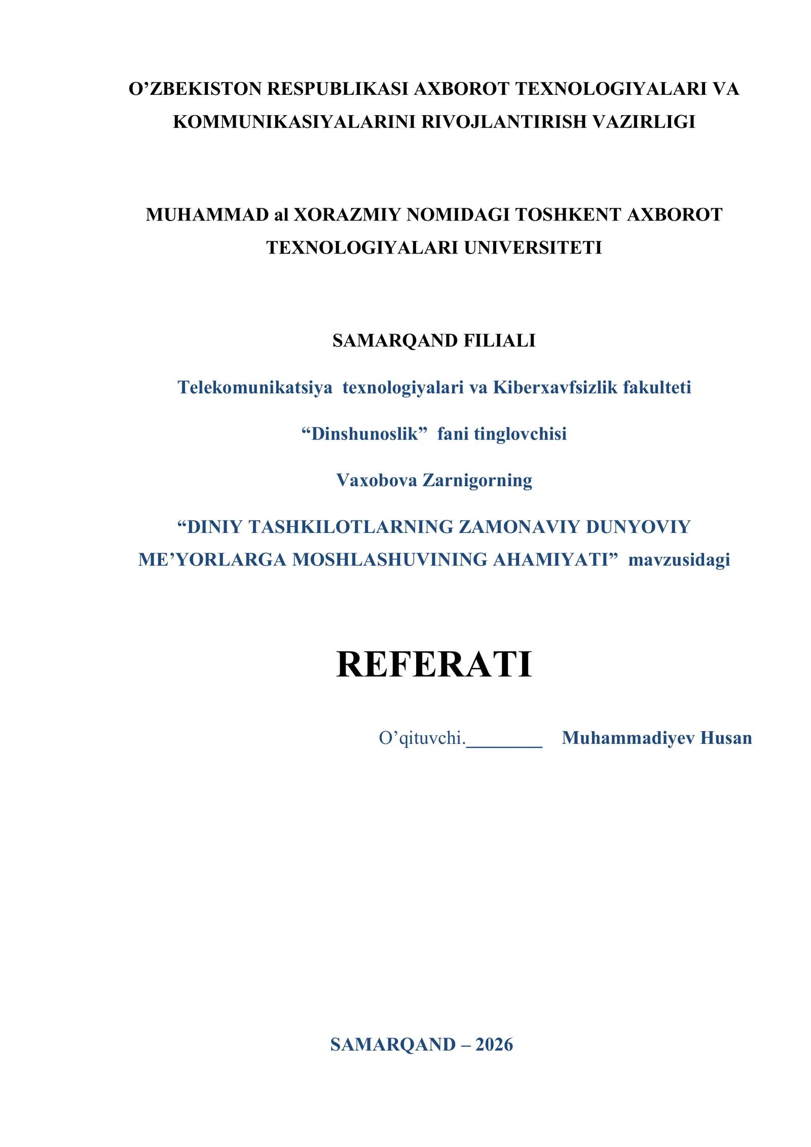 Diniy tashkilotlarning zamonoviy dunyoviy me'yorlarga moslashuvining ahamiyati