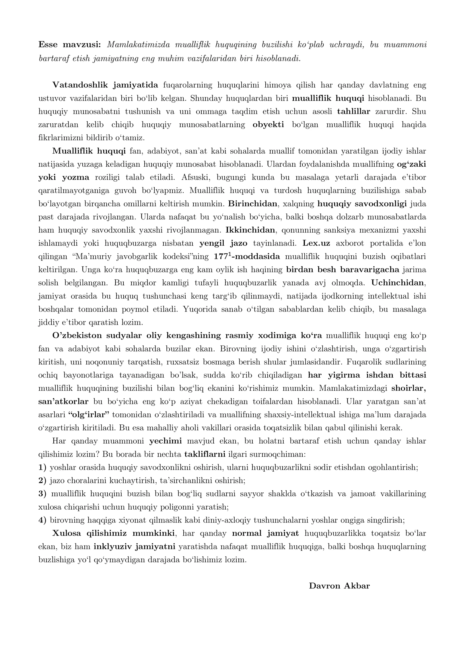 Mualliflik huquqining buzilishi