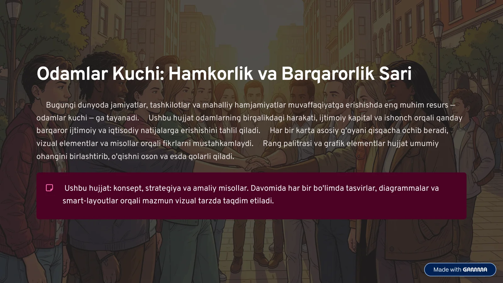 Odamlar Kuchi: Hamkorlik va Barqarorlik Sari
