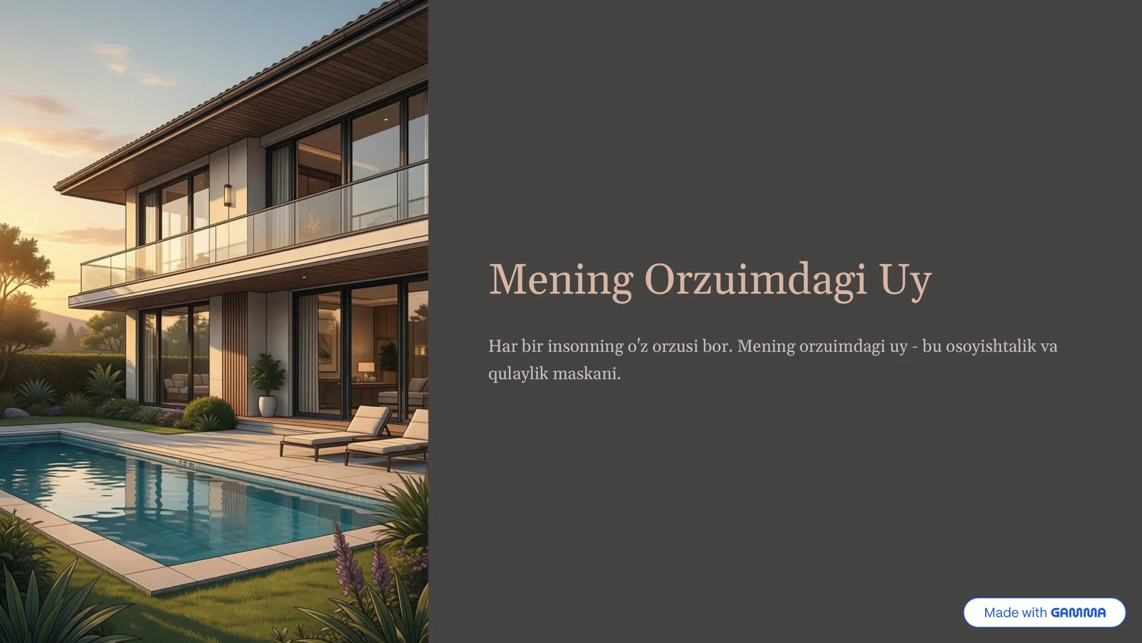 Mening Orzuimdagi Uy