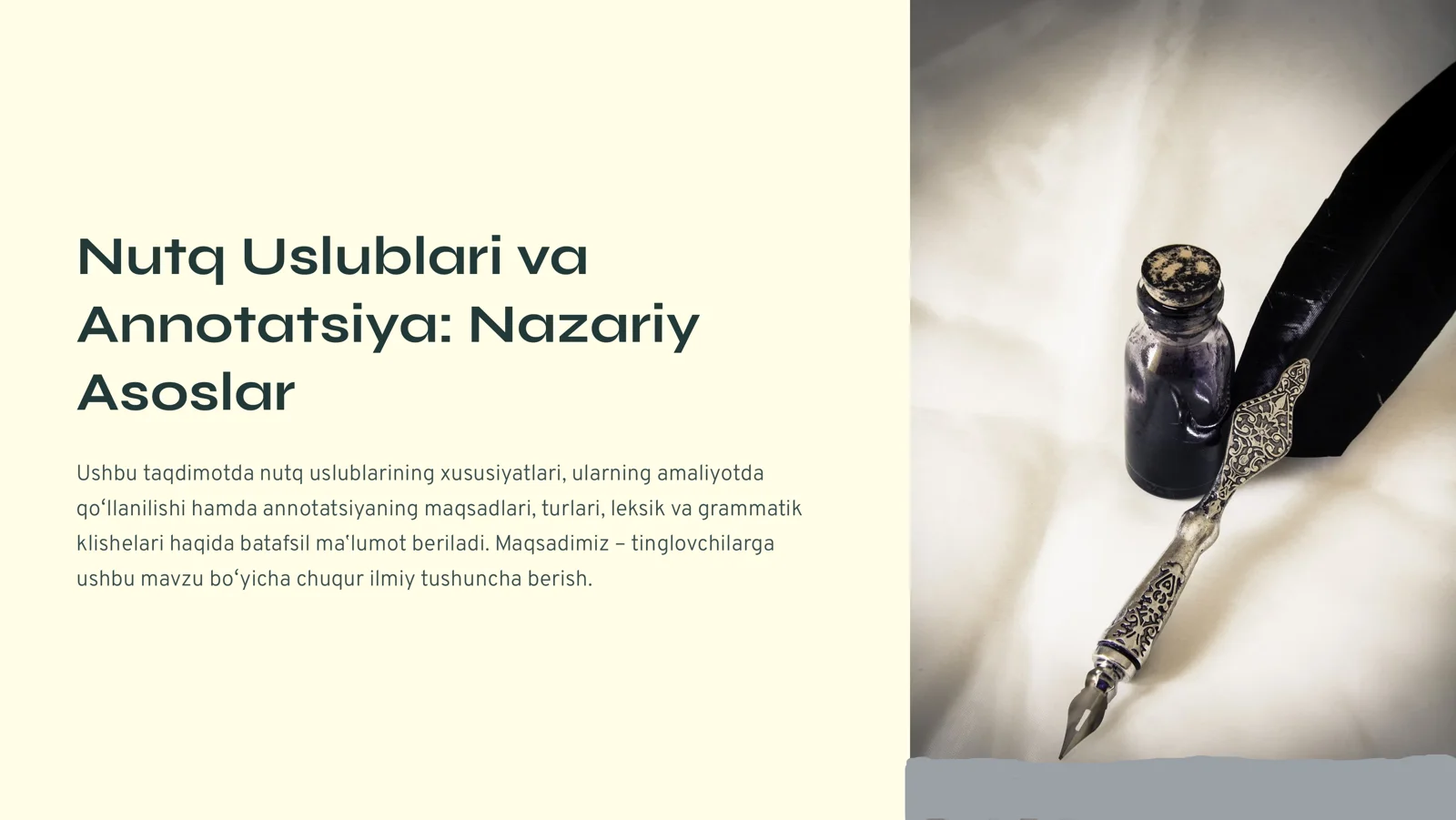 Nutq Uslublari va Annotatsiya Asoslari