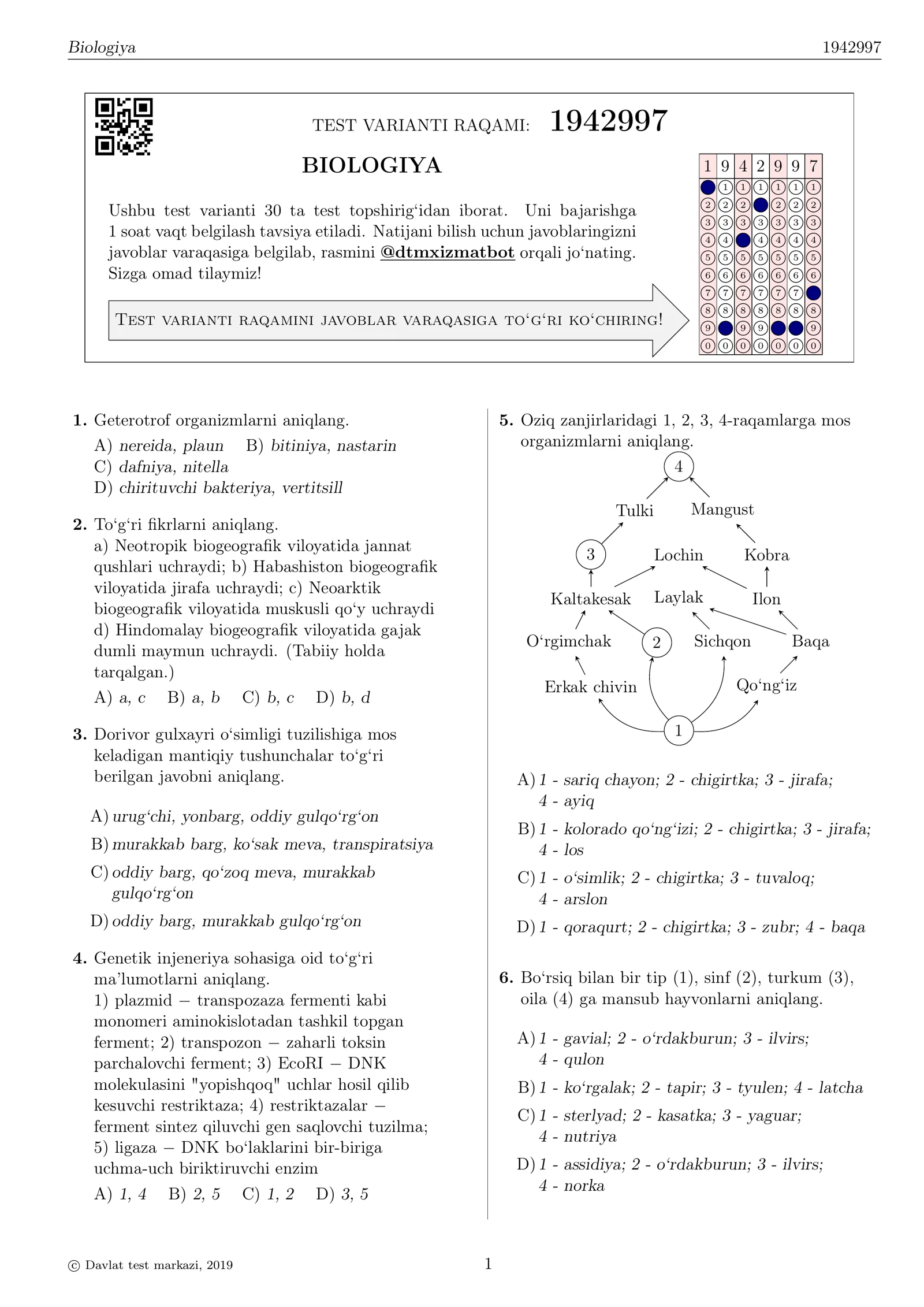 BIOLOGIYA TEST VARIANTI 1942997