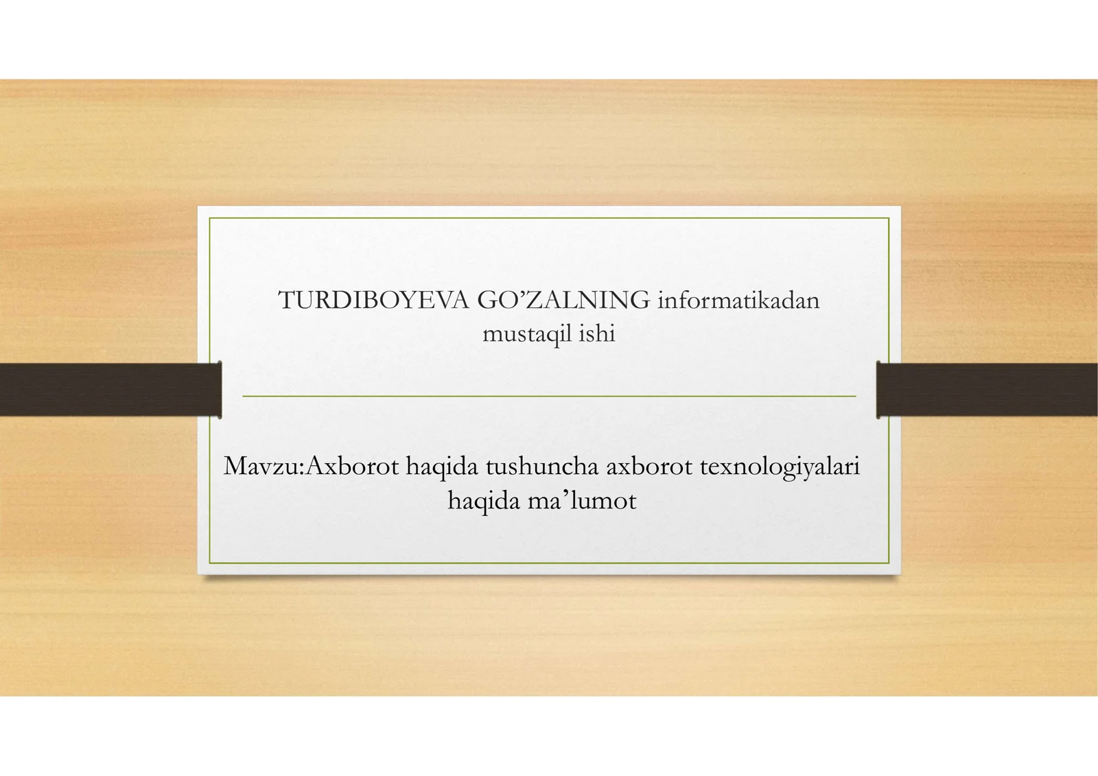 Axborot Tekhnologiyalari Haqida Umumiy Ma'lumot
