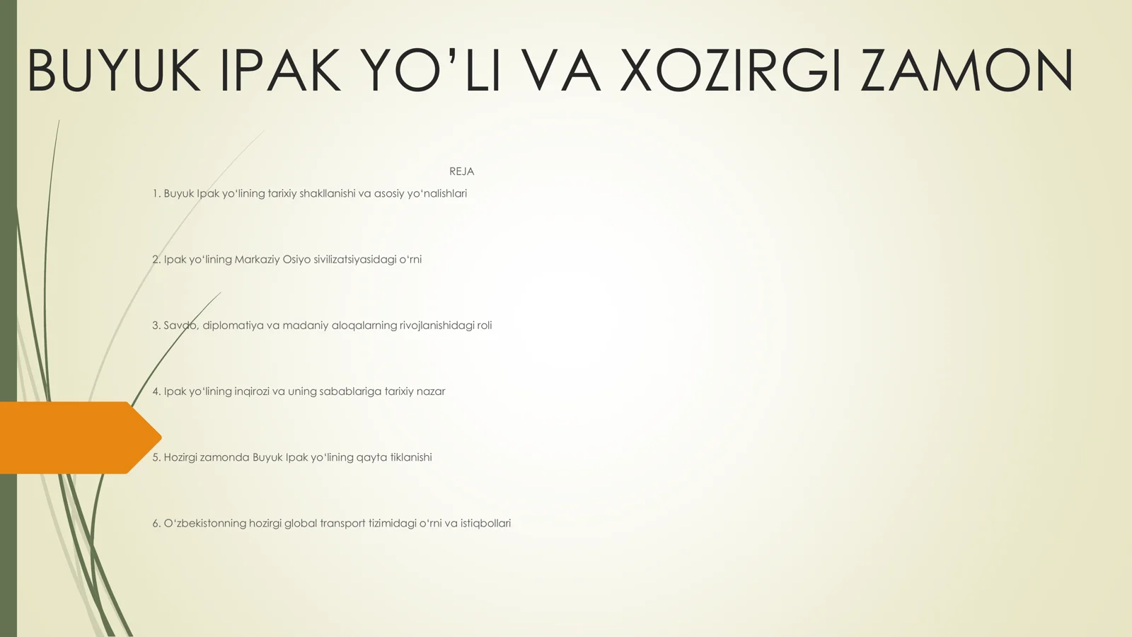 Buyuk Ipak Yo’li va Hozirgi Zamon