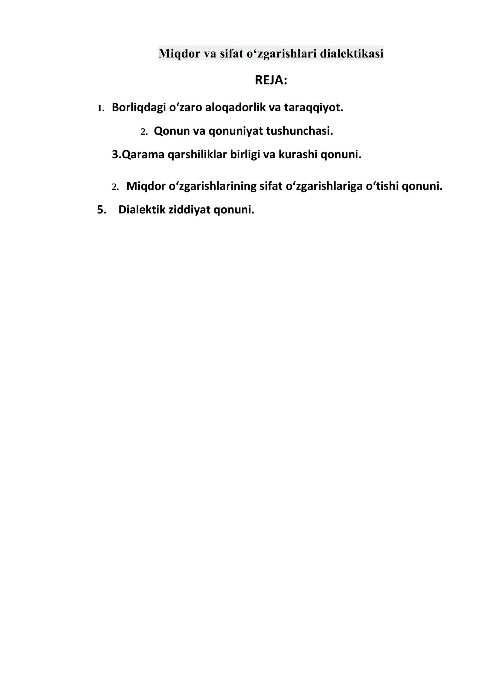 Miqdor va sifat o‘zgarishlari dialektikasi
