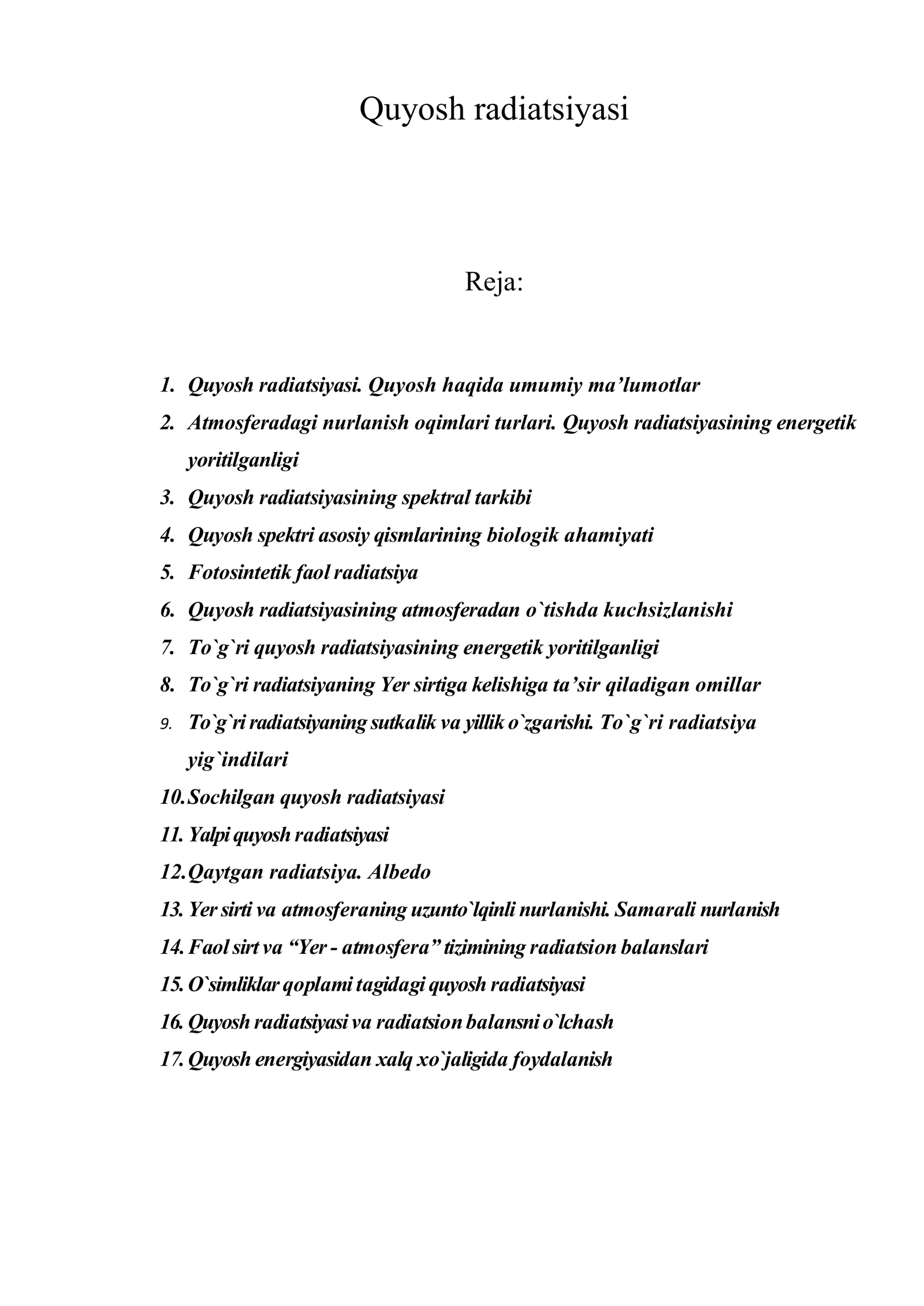 Quyosh radiatsiyasi
