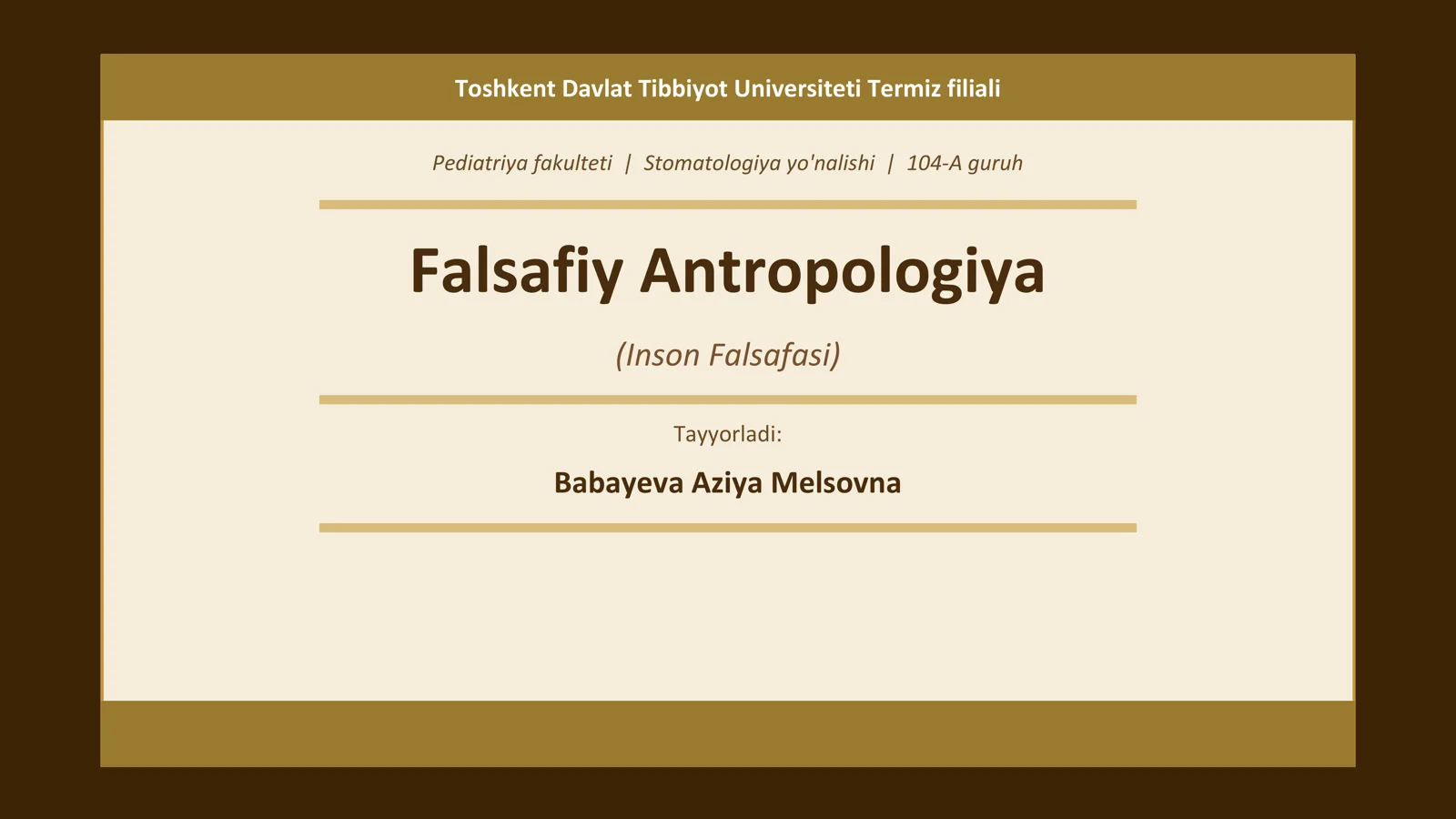 Falsafiy Antropologiya (Inson Falsafasi)