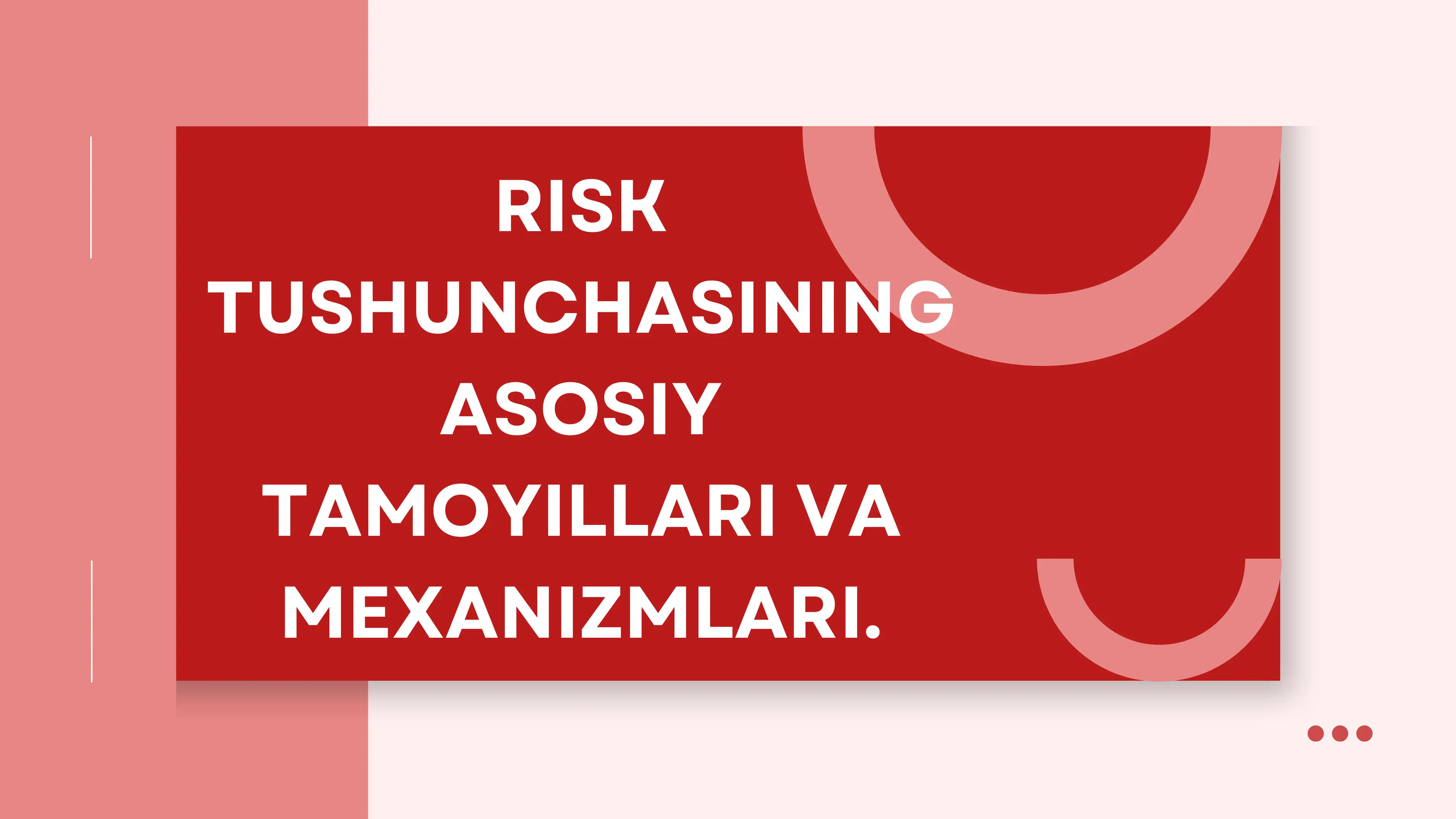 RISK tushunchasining asosiy tamoyillari