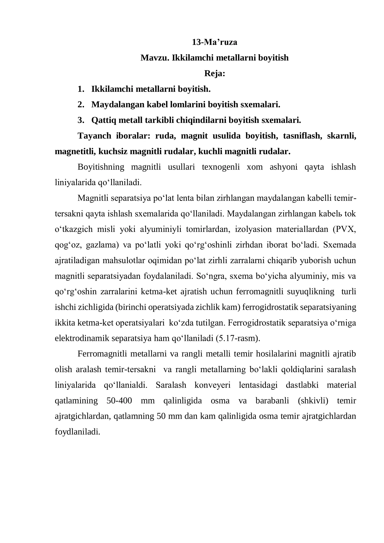 Ikkilamchi metallarni boyitish