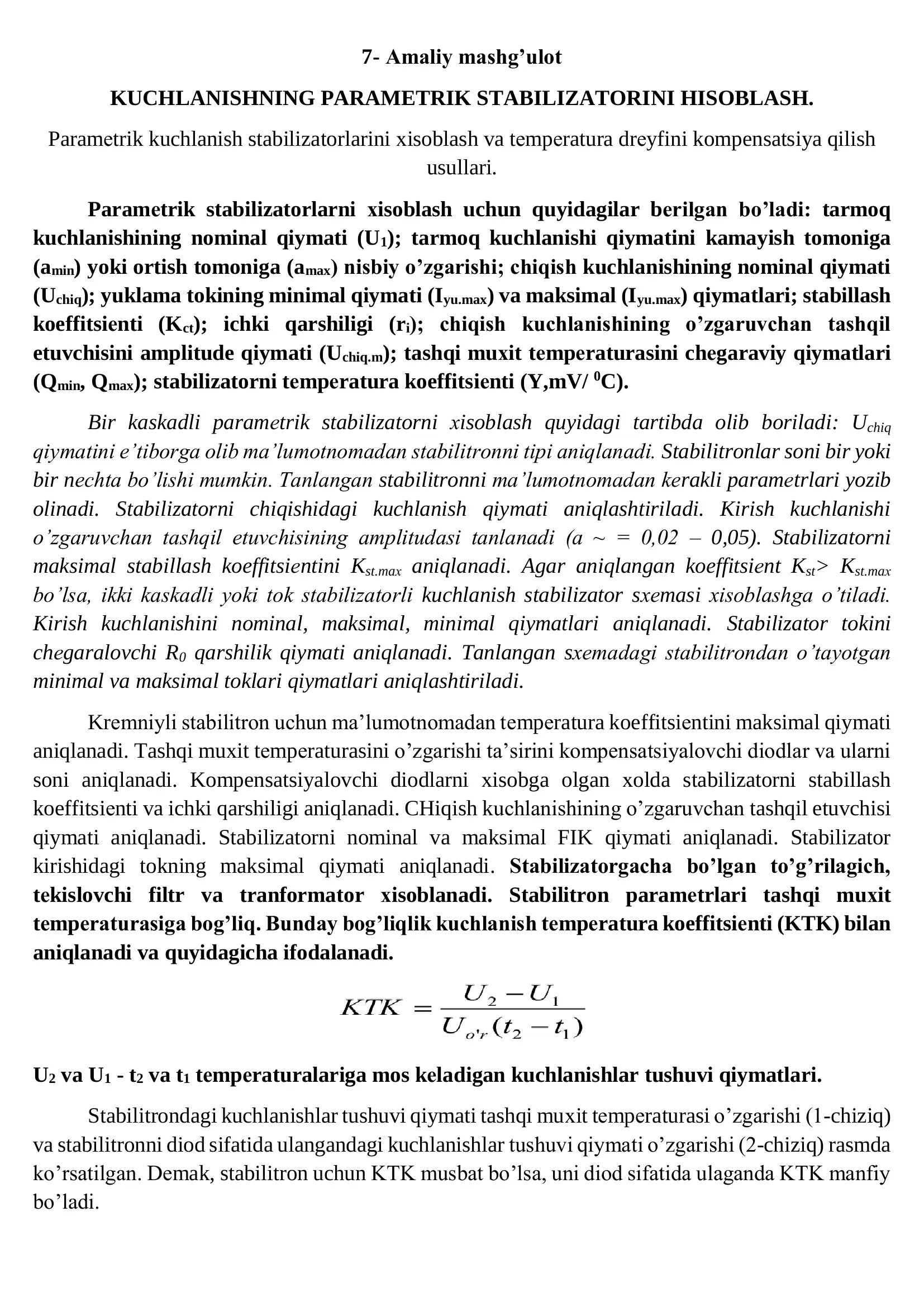 Parametrik kuchlanish stabilizatori