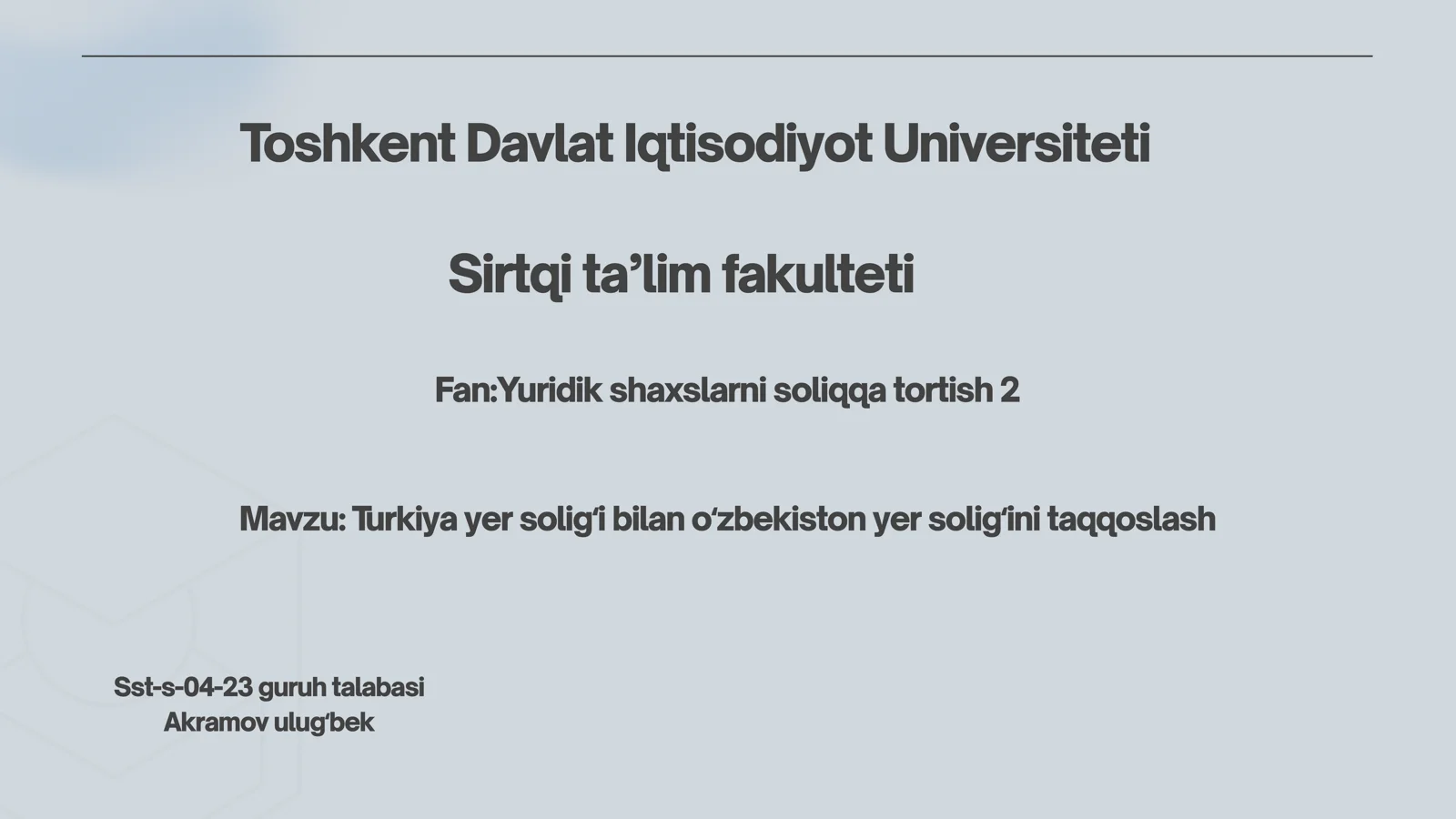 Turkiya yer soligʻi bilan oʻzbekiston yer soligʻini taqqoslash