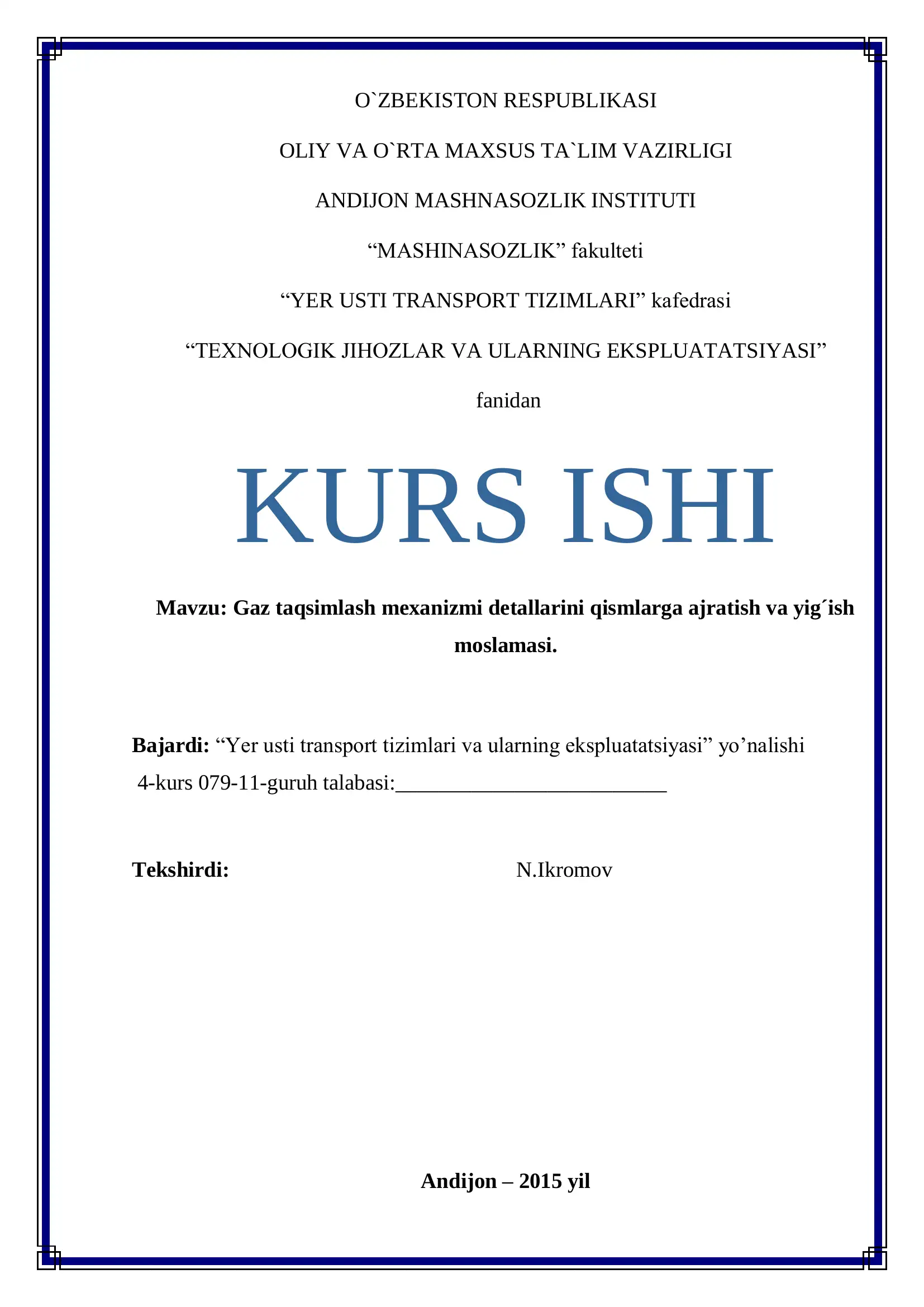 Gaz taqsimlash mexanizmi detallarini qismlarga ajratish va yig´ish moslamasi