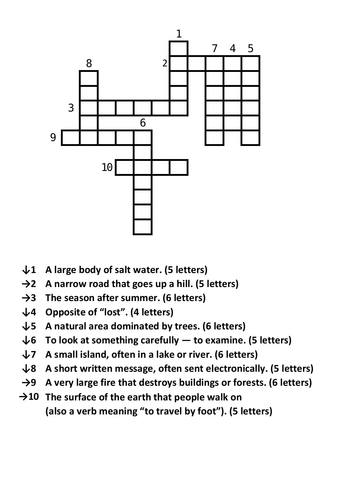 "Crossword" English Easy Level №2