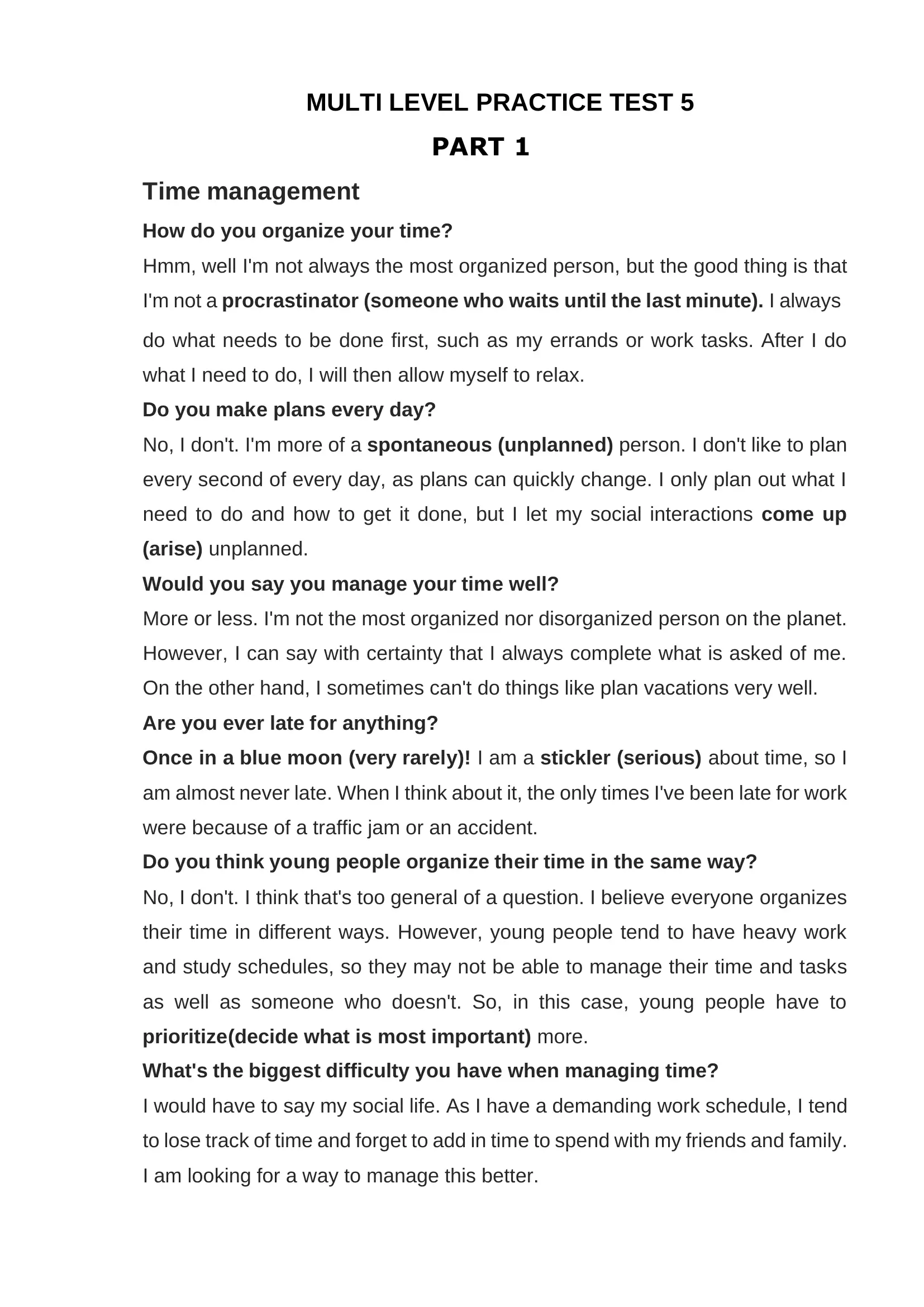 MULTI LEVEL PRACTICE TEST 5